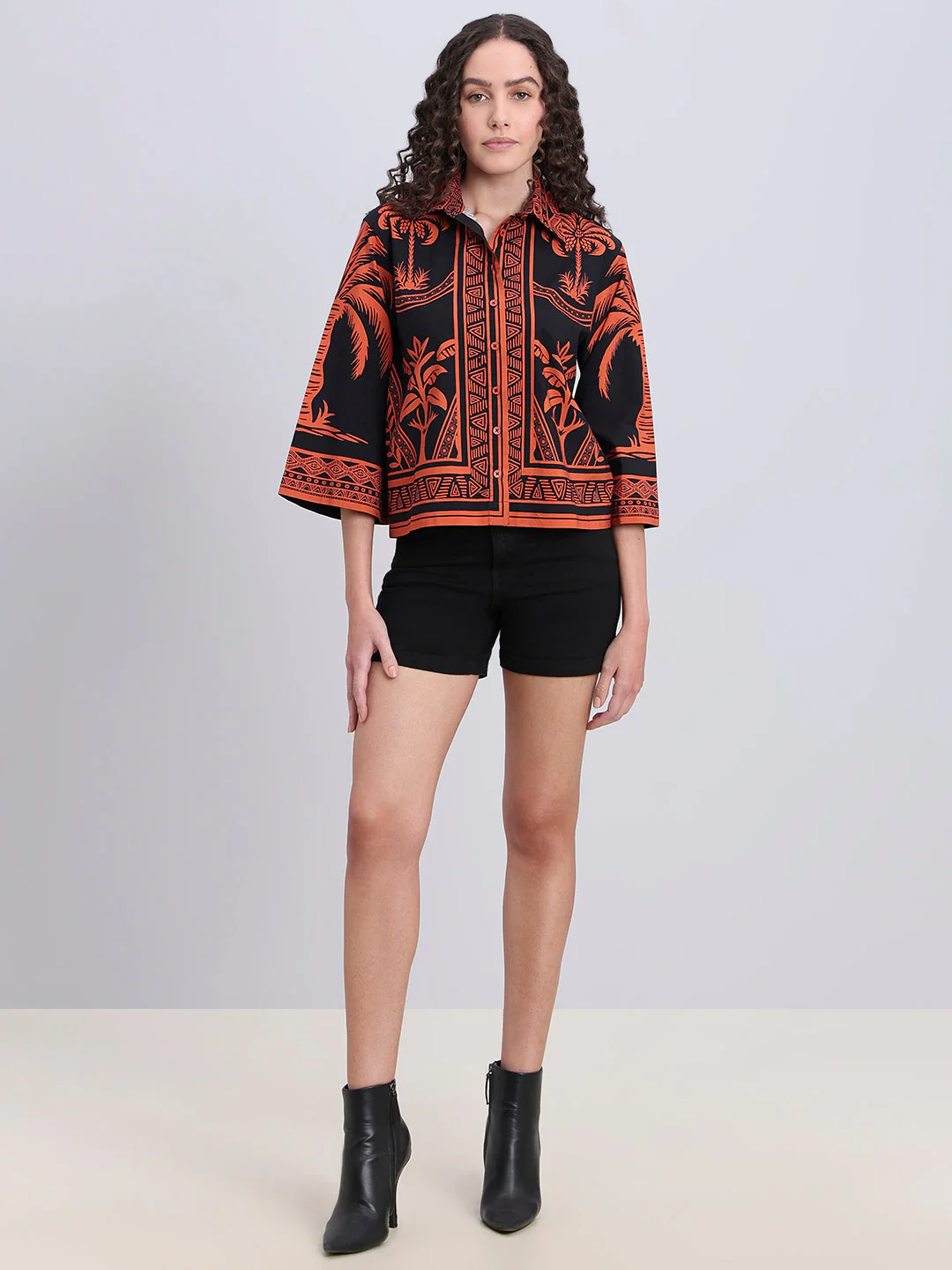 Black Printed Cotton Shirt - Image 5