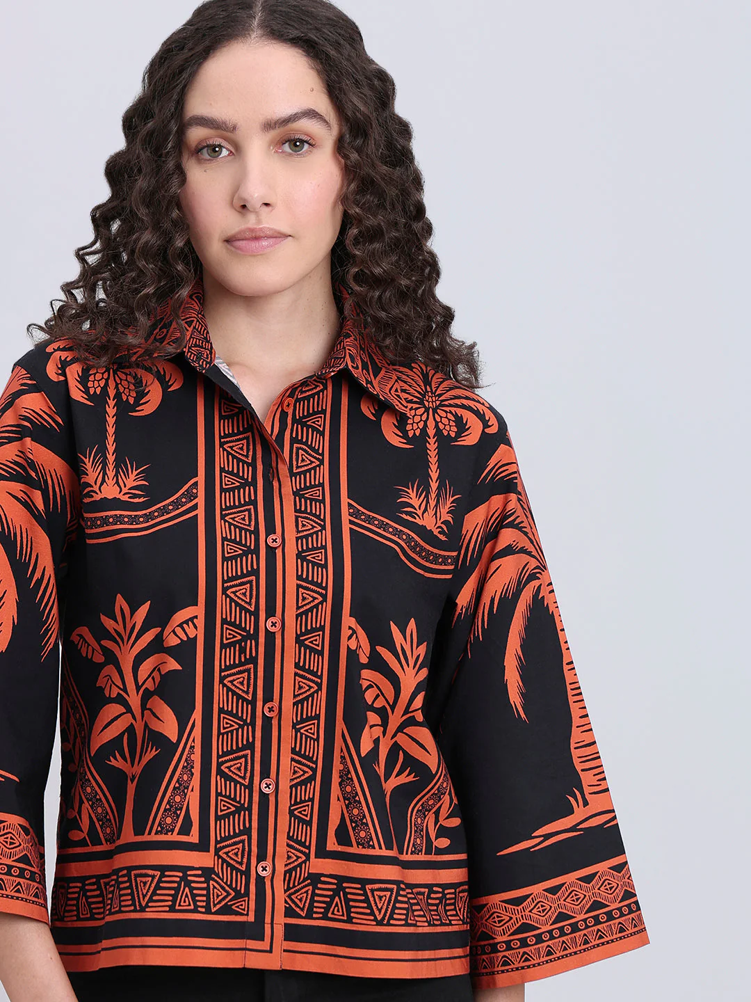 Black Printed Cotton Shirt - Image 6
