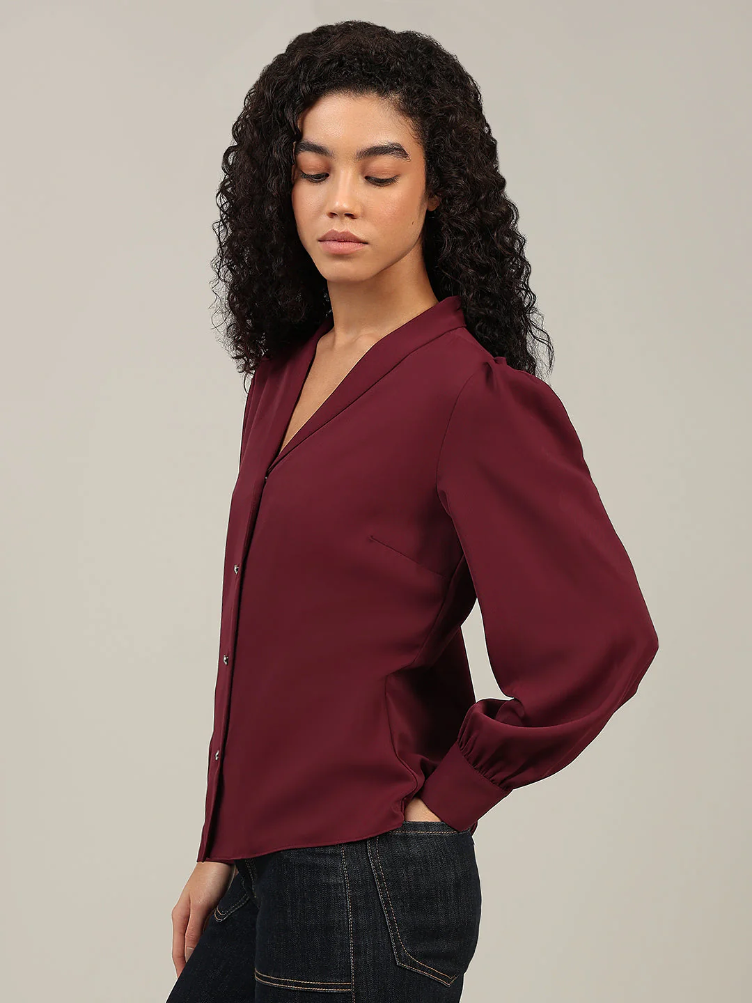 Shawl Collar Full Sleeves Top - Image 3