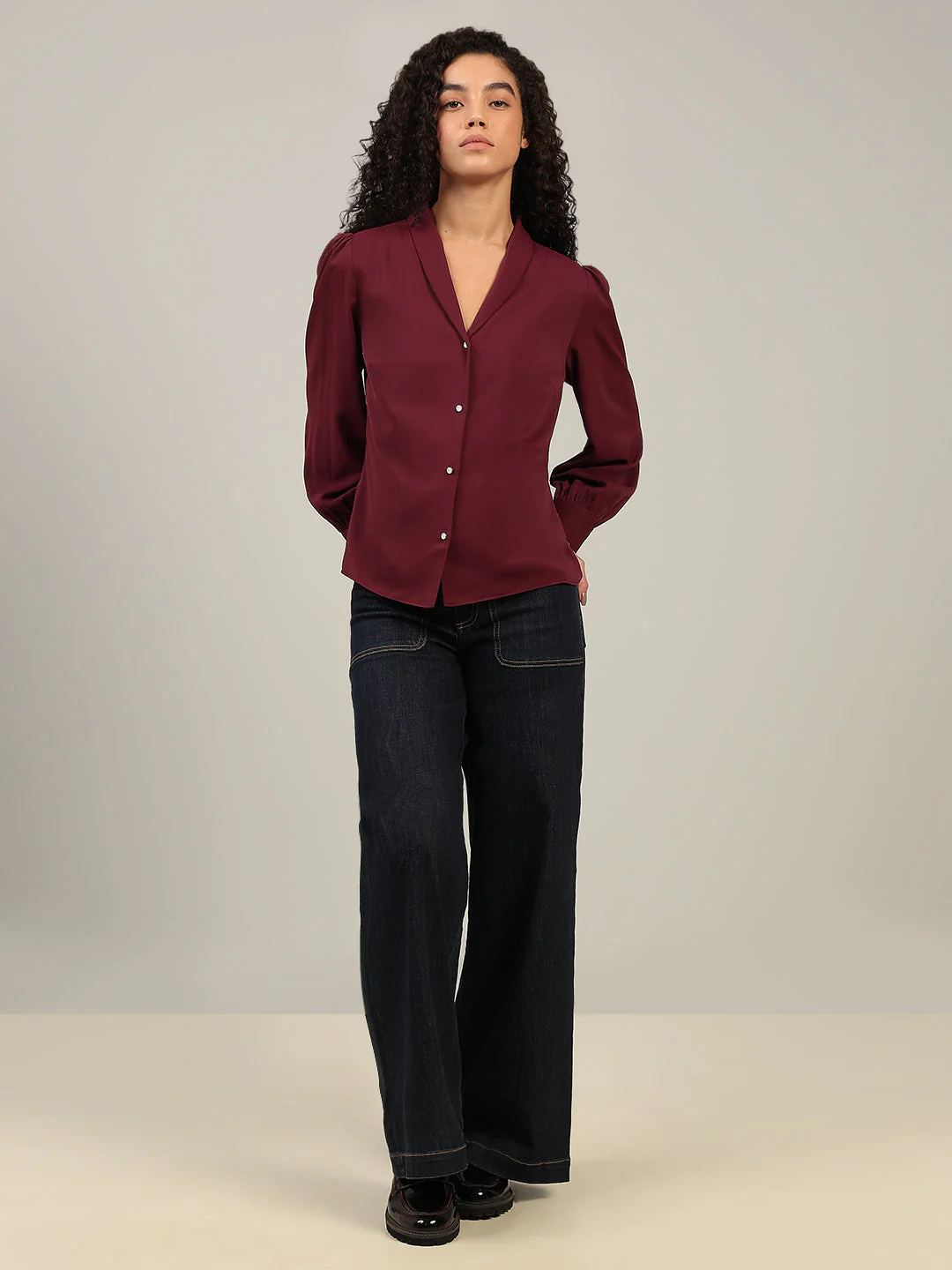 Shawl Collar Full Sleeves Top - Image 5