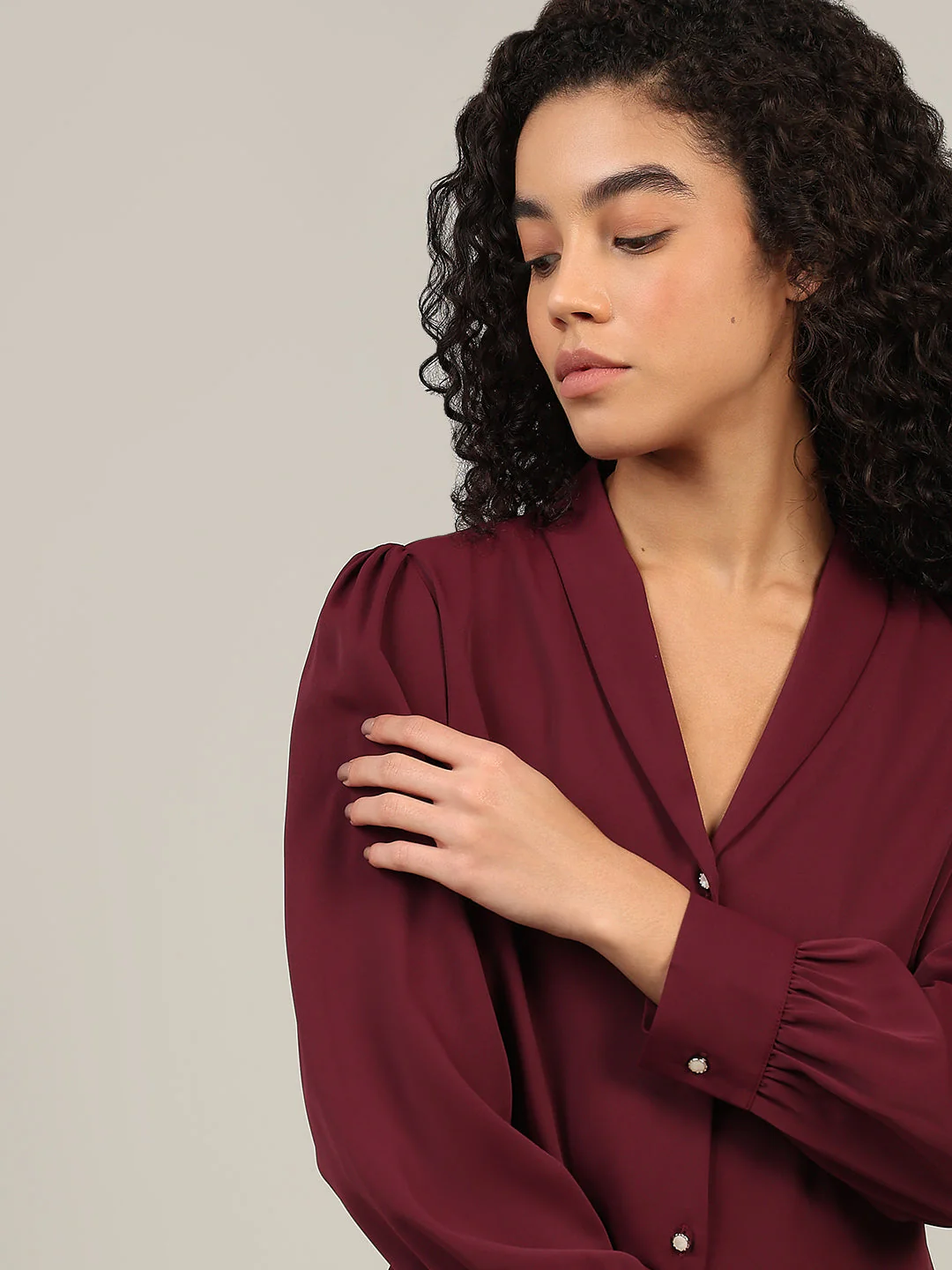 Shawl Collar Full Sleeves Top - Image 6