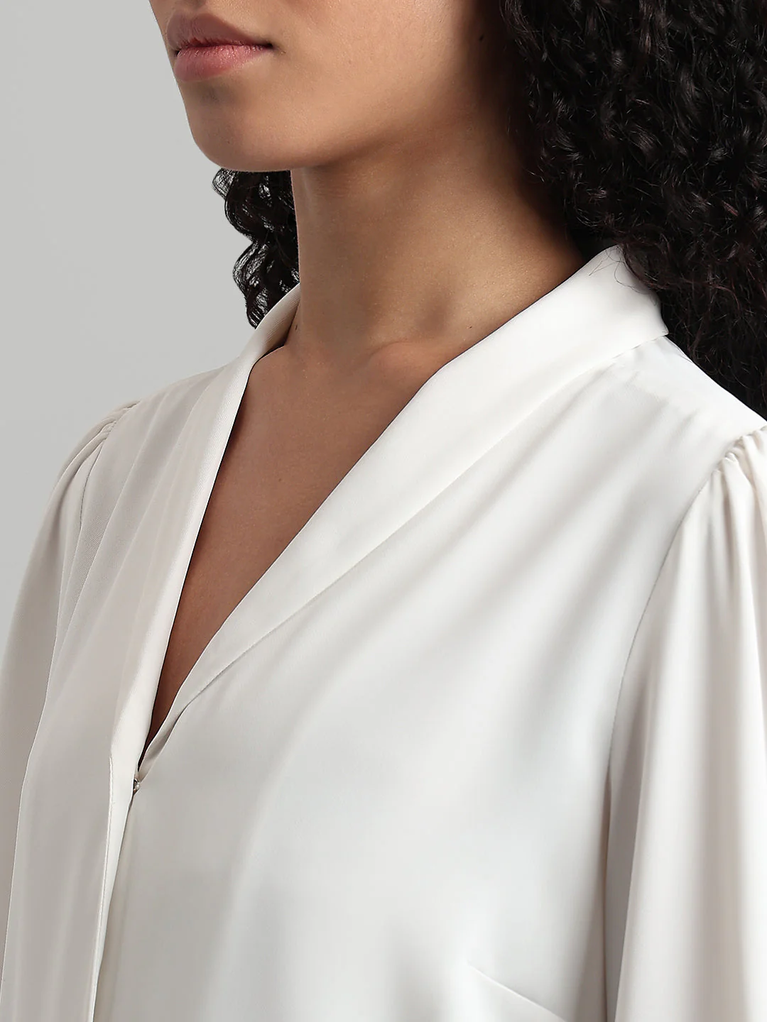 Shawl Collar Full Sleeves Top - White - Image 8