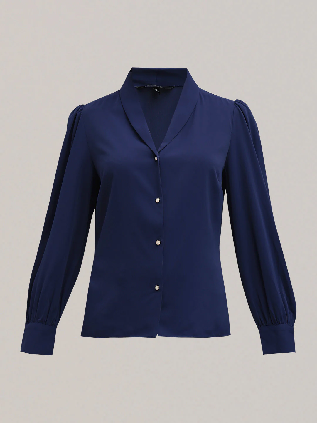 Shawl Collar Full Sleeves Top - Blue - Image 7
