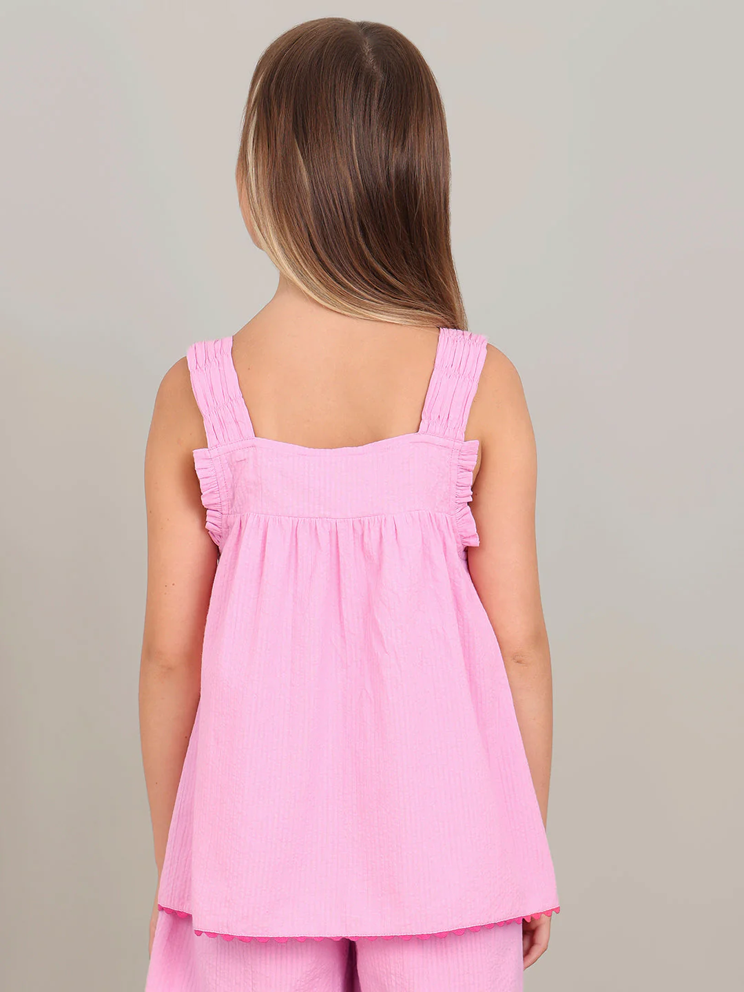 GIRL Pink Embroidered Smocked Top - Image 4