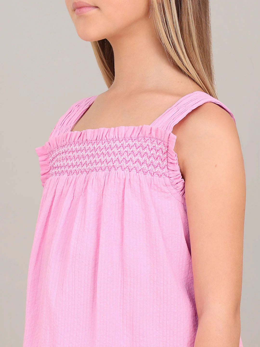GIRL Pink Embroidered Smocked Top - Image 8