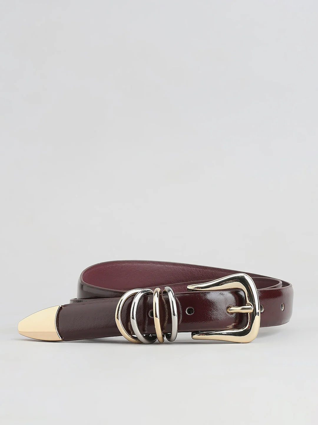 Burgundy Golden Buckle Belt - Image 2
