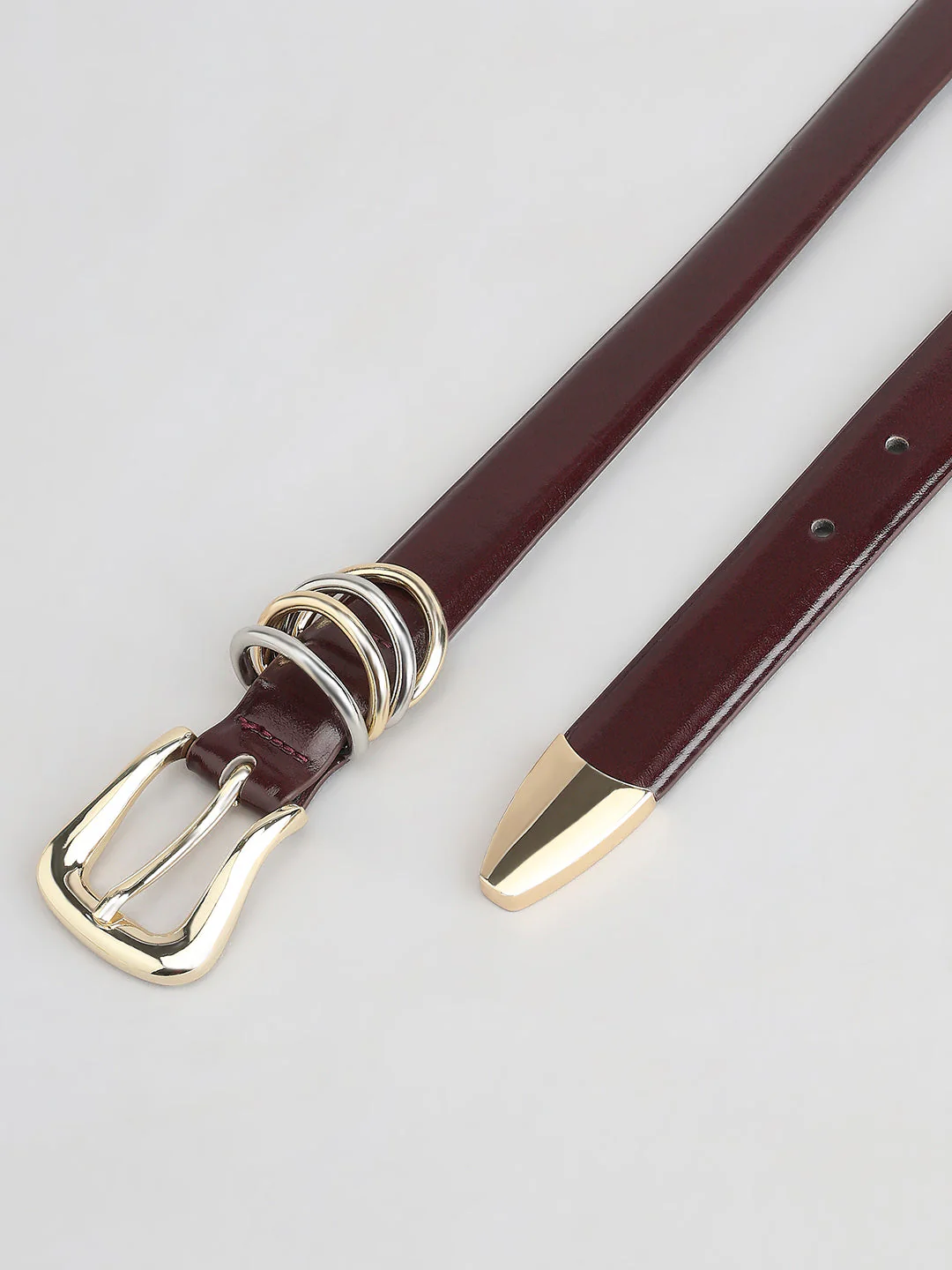 Burgundy Golden Buckle Belt - Image 3