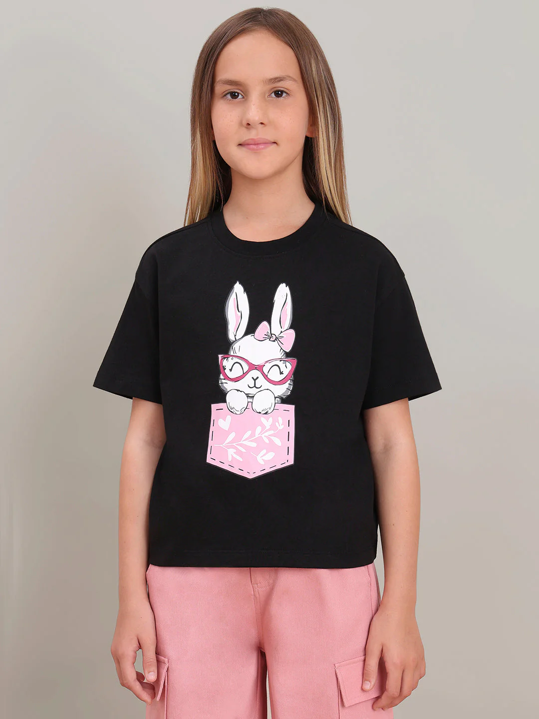 GIRL Black Printed Cotton T-shirt - Image 2