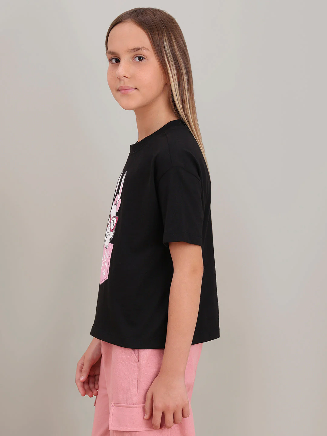 GIRL Black Printed Cotton T-shirt - Image 3