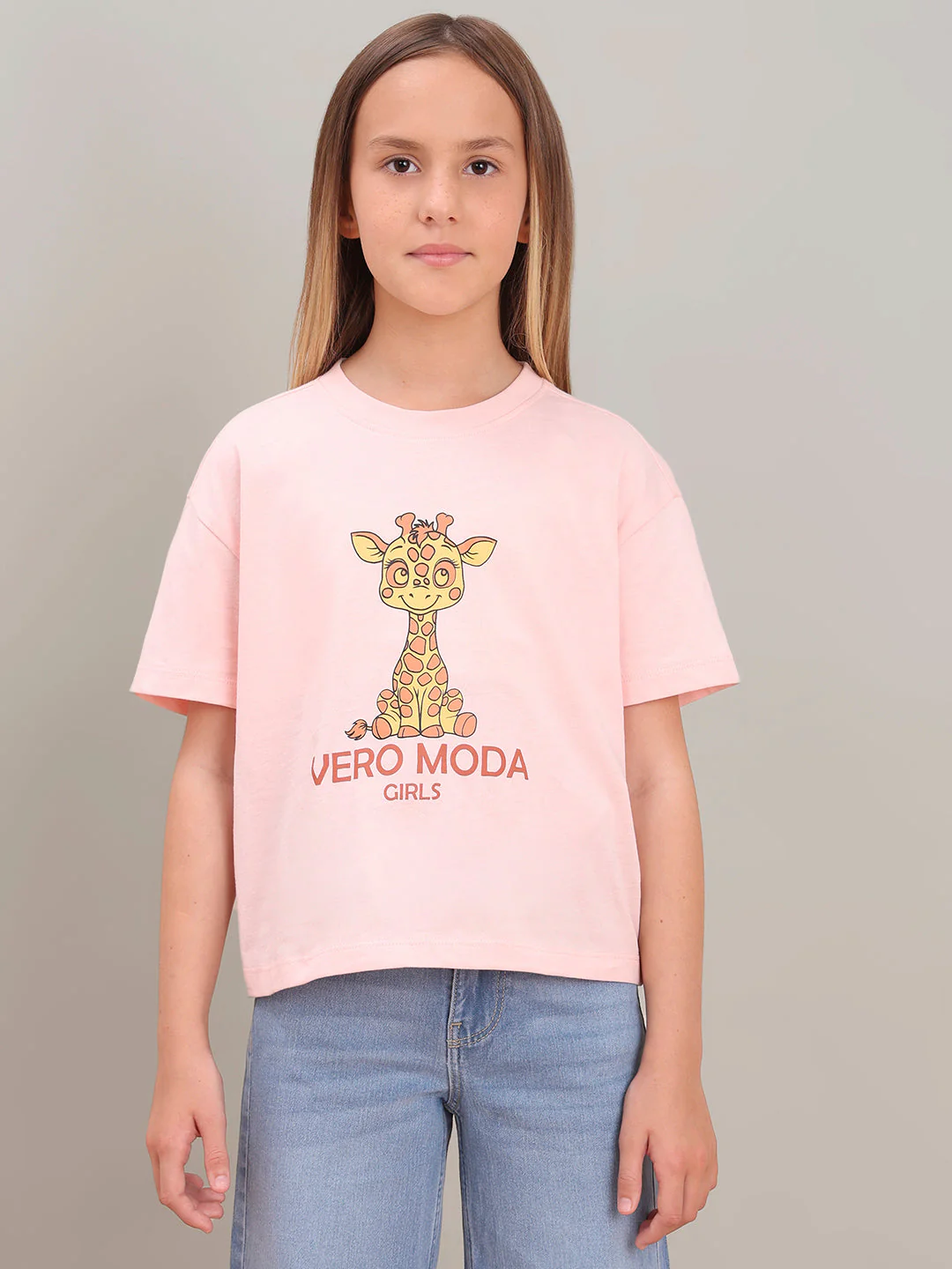 GIRL Pink Giraffe Print Cotton T-shirt - Image 2
