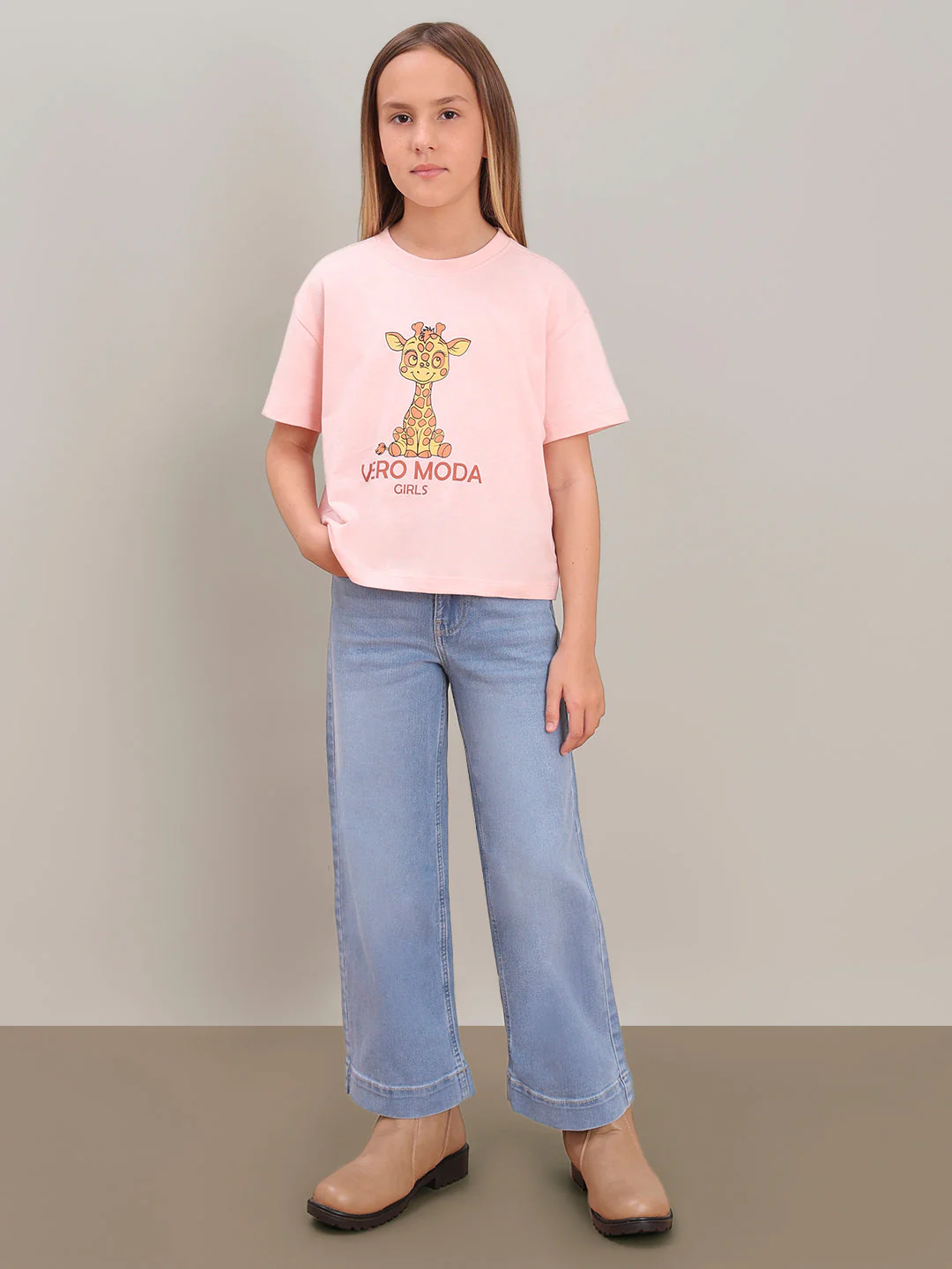 GIRL Pink Giraffe Print Cotton T-shirt - Image 5