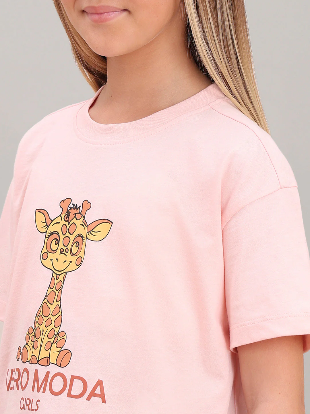 GIRL Pink Giraffe Print Cotton T-shirt - Image 8