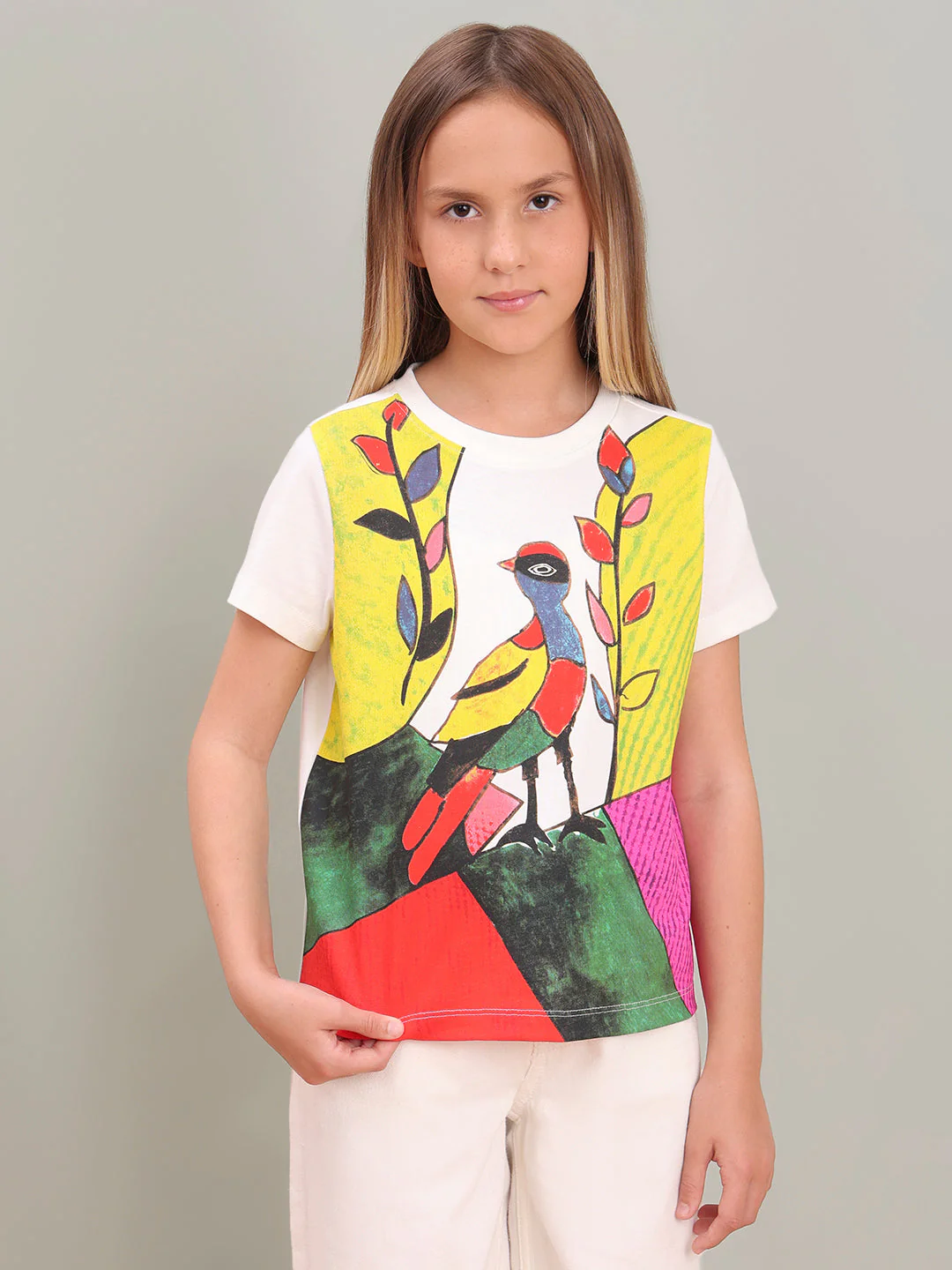 GIRL White Artistic Illustration T-shirt - Image 2