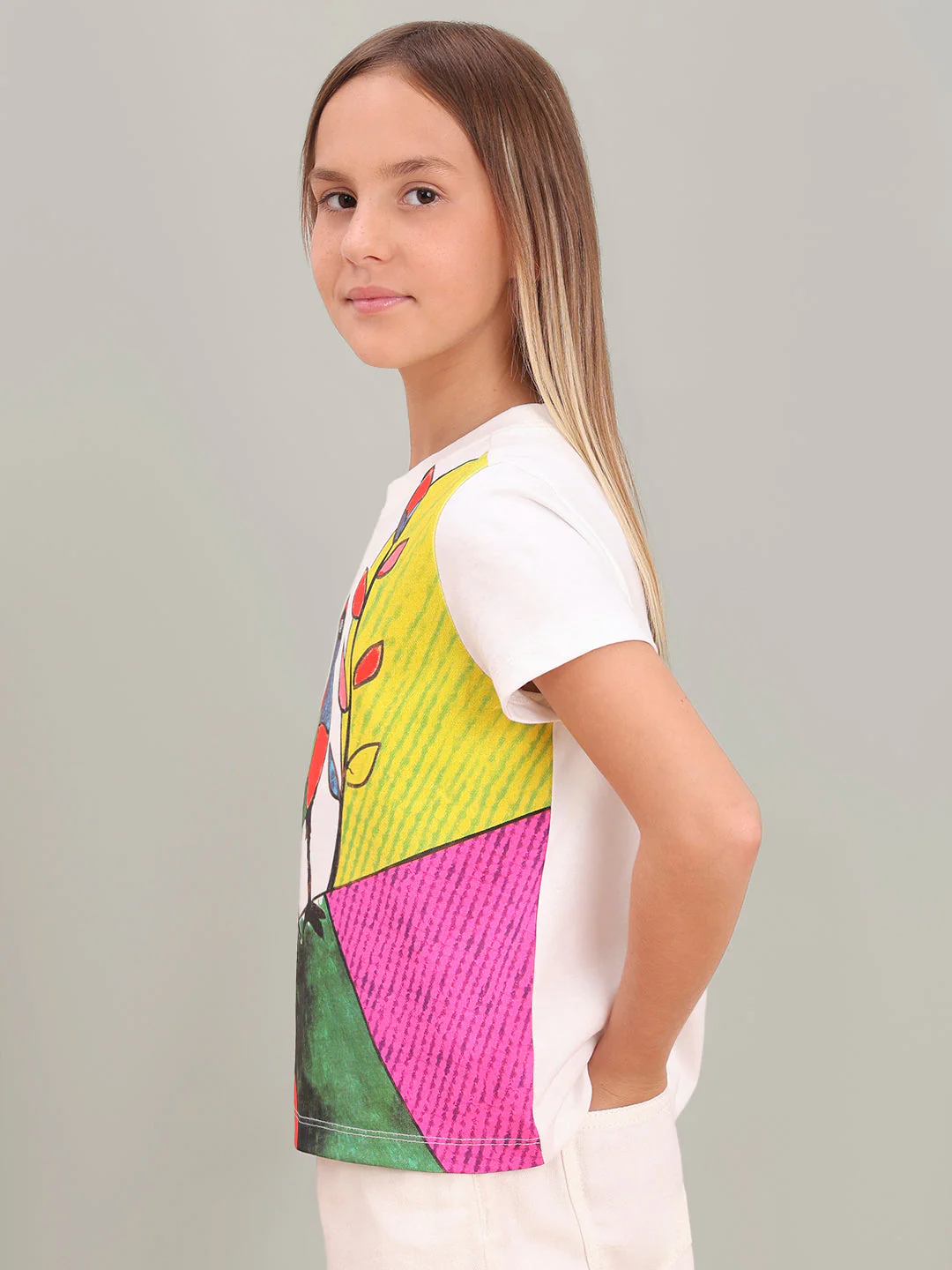 GIRL White Artistic Illustration T-shirt - Image 3