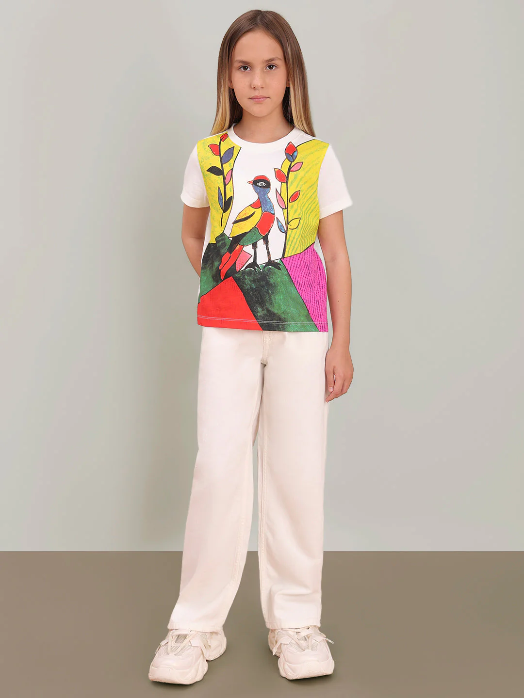 GIRL White Artistic Illustration T-shirt - Image 5