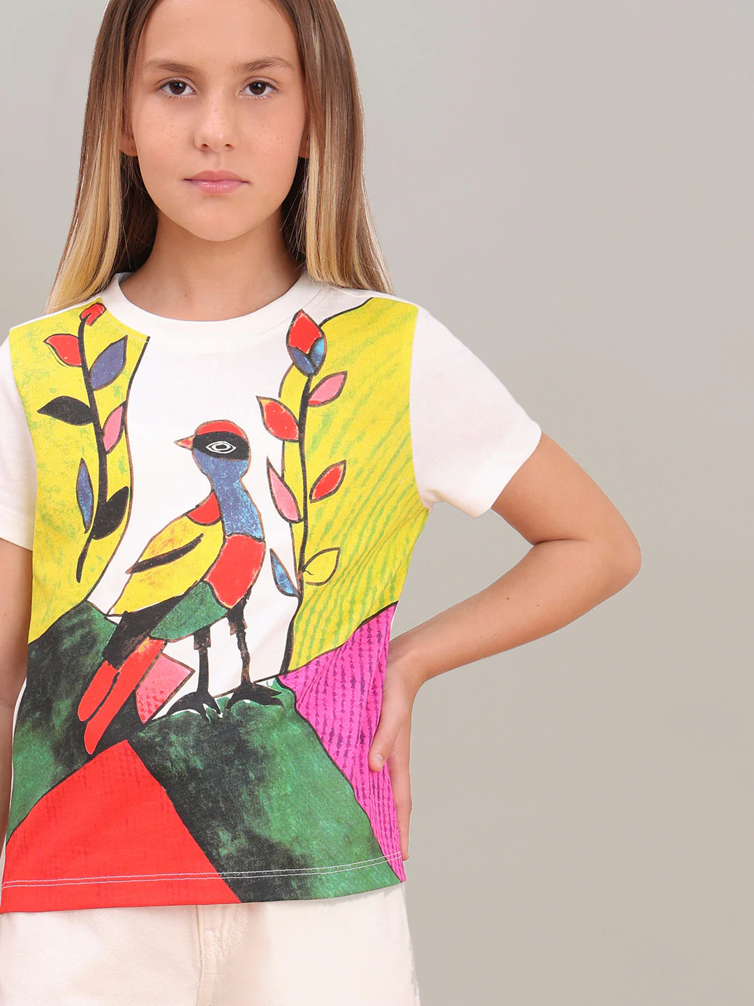 GIRL White Artistic Illustration T-shirt - Image 6