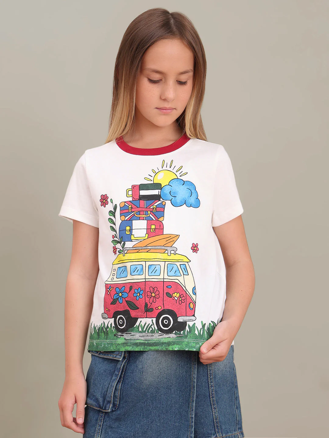 GIRL White Printed T-shirt - Image 2