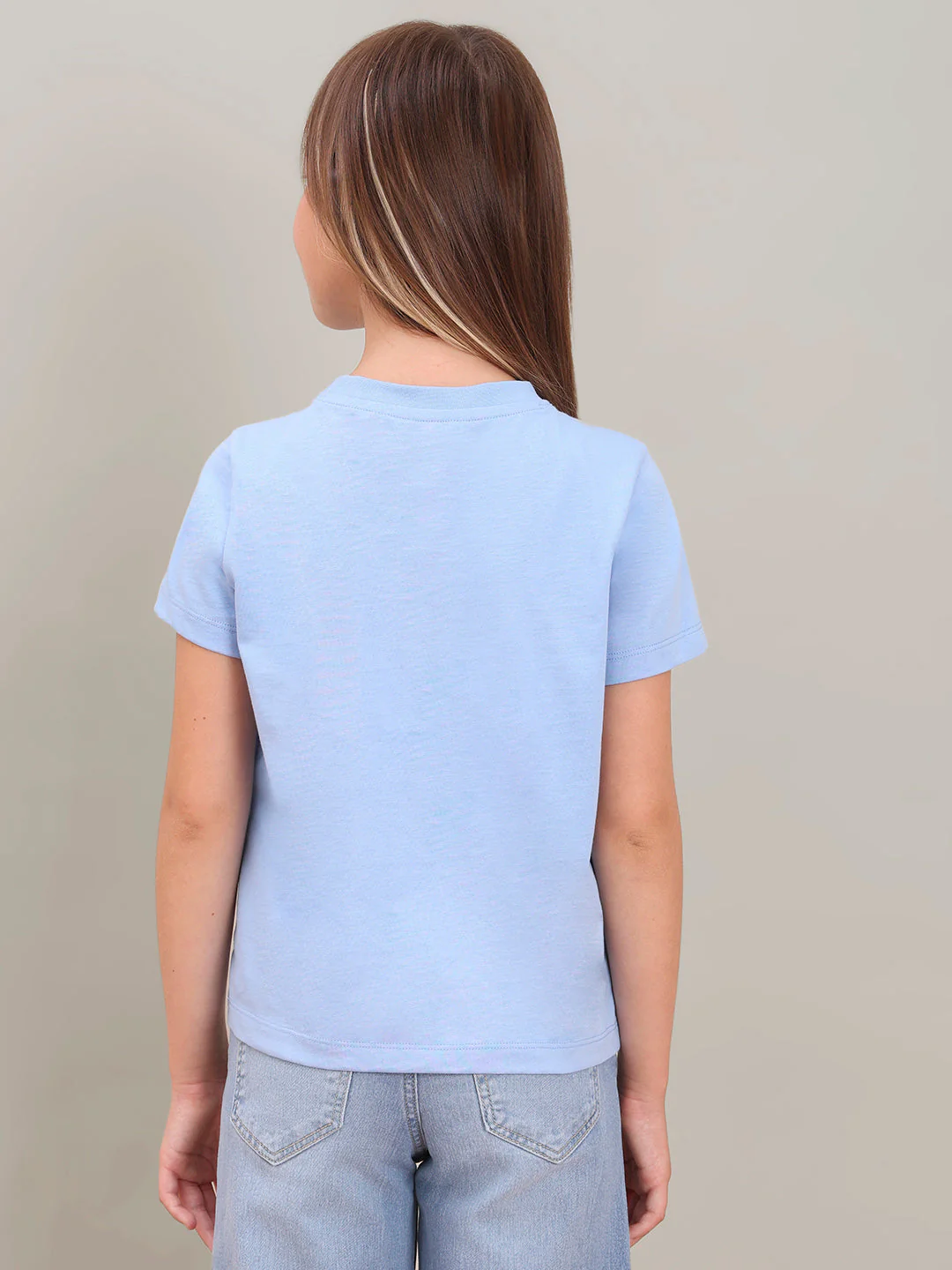GIRL Blue Printed Cotton T-shirt - Image 4