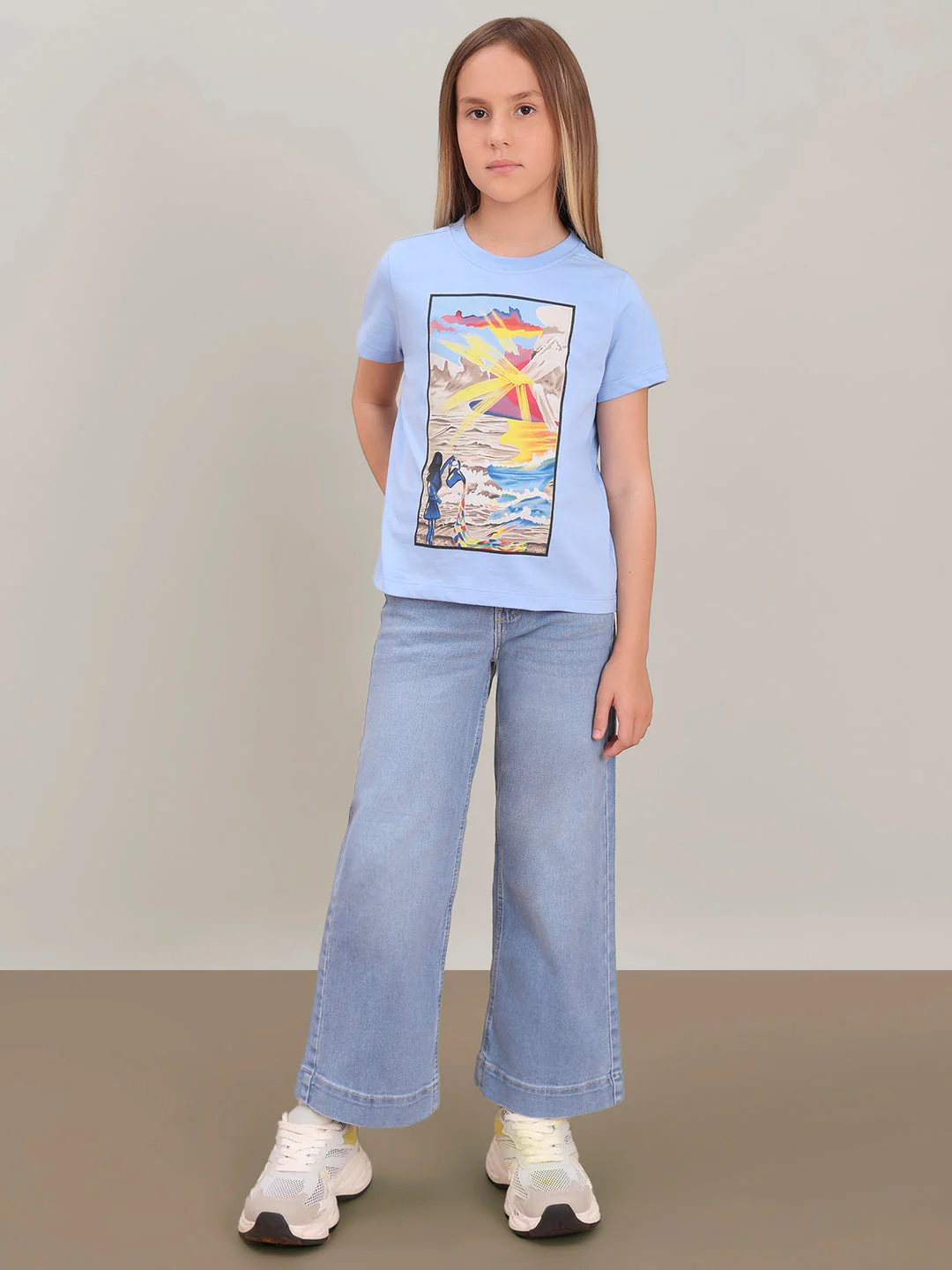 GIRL Blue Printed Cotton T-shirt - Image 5