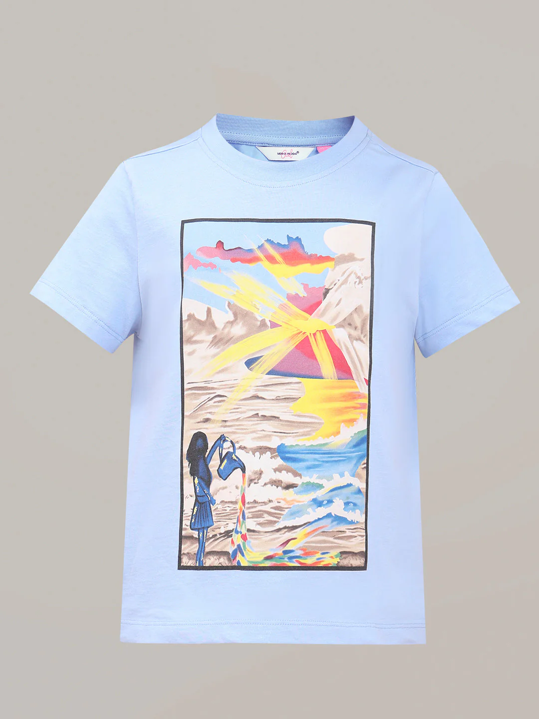 GIRL Blue Printed Cotton T-shirt - Image 7