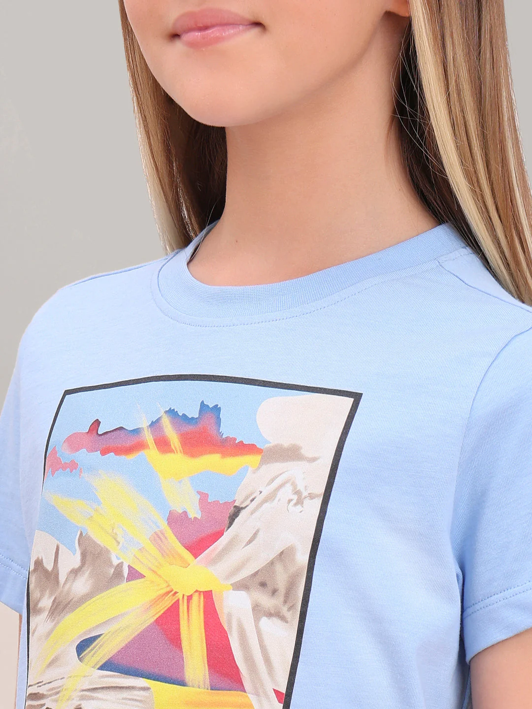 GIRL Blue Printed Cotton T-shirt - Image 8