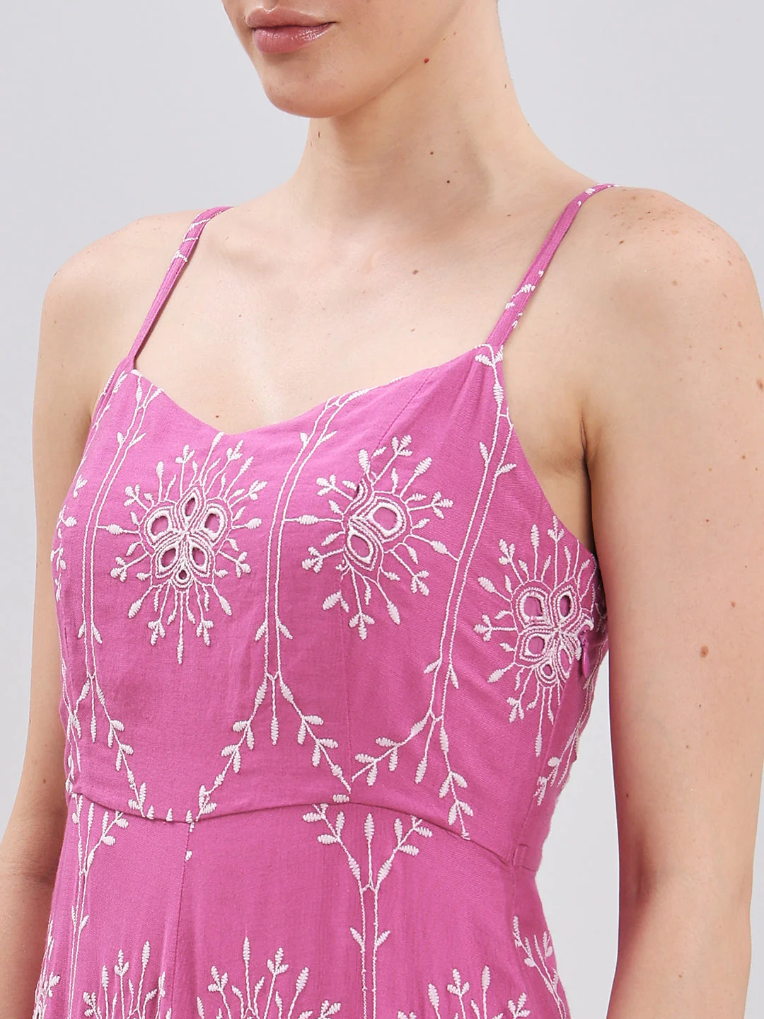 Pink Cut-Work Maxi Dress - Image 6
