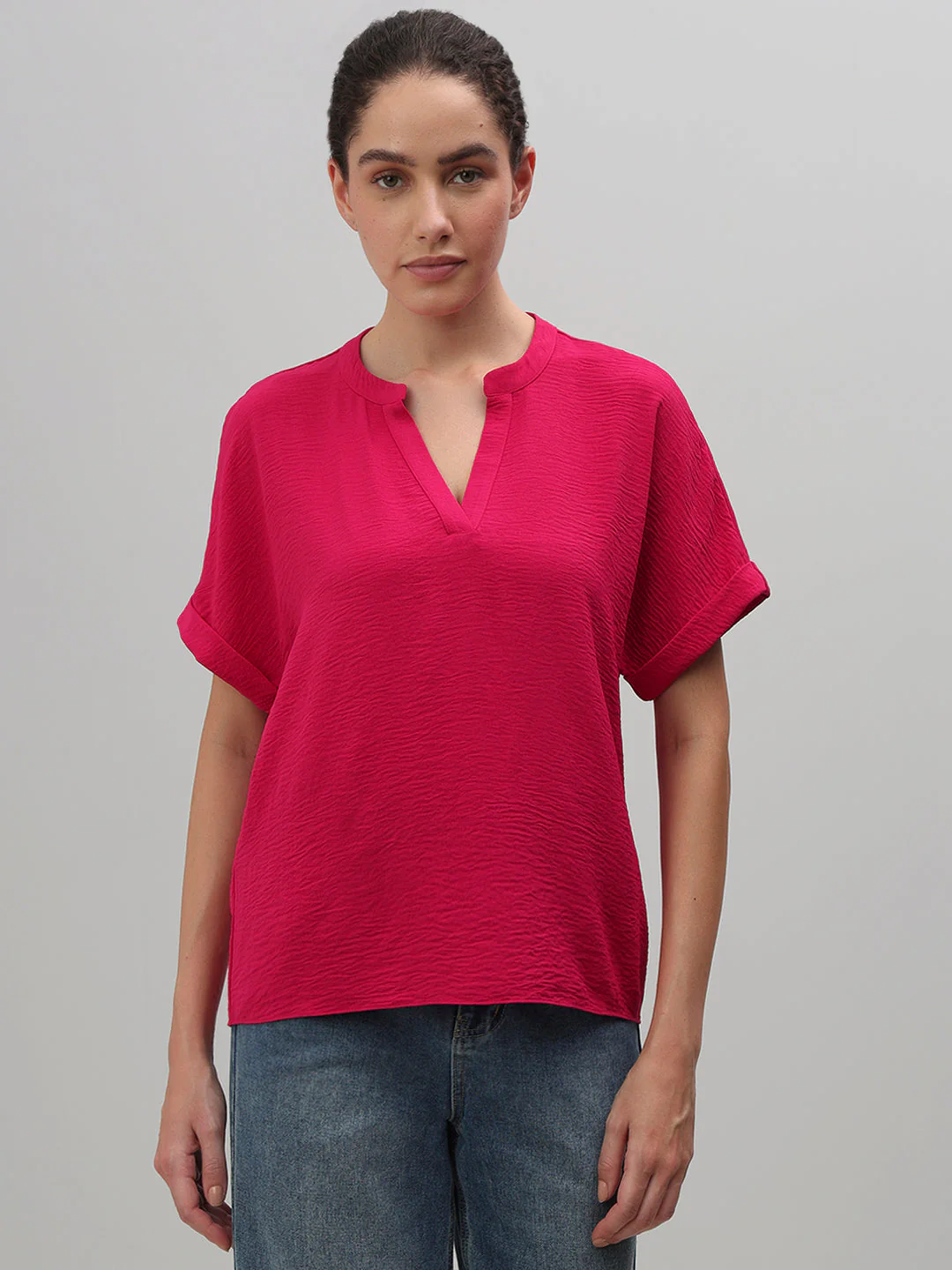 V-Neck Textured Top - Image 2