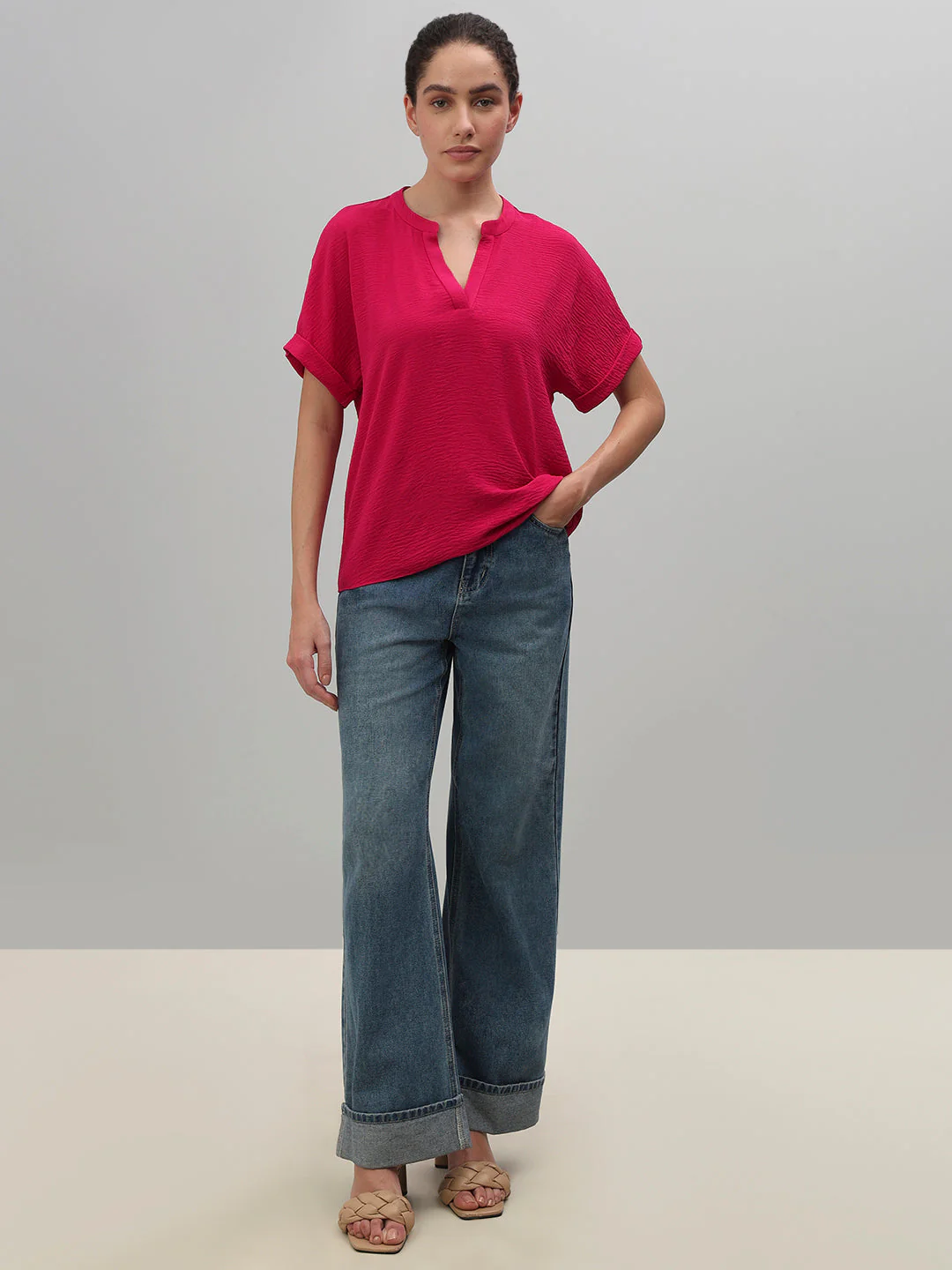 V-Neck Textured Top - Image 5