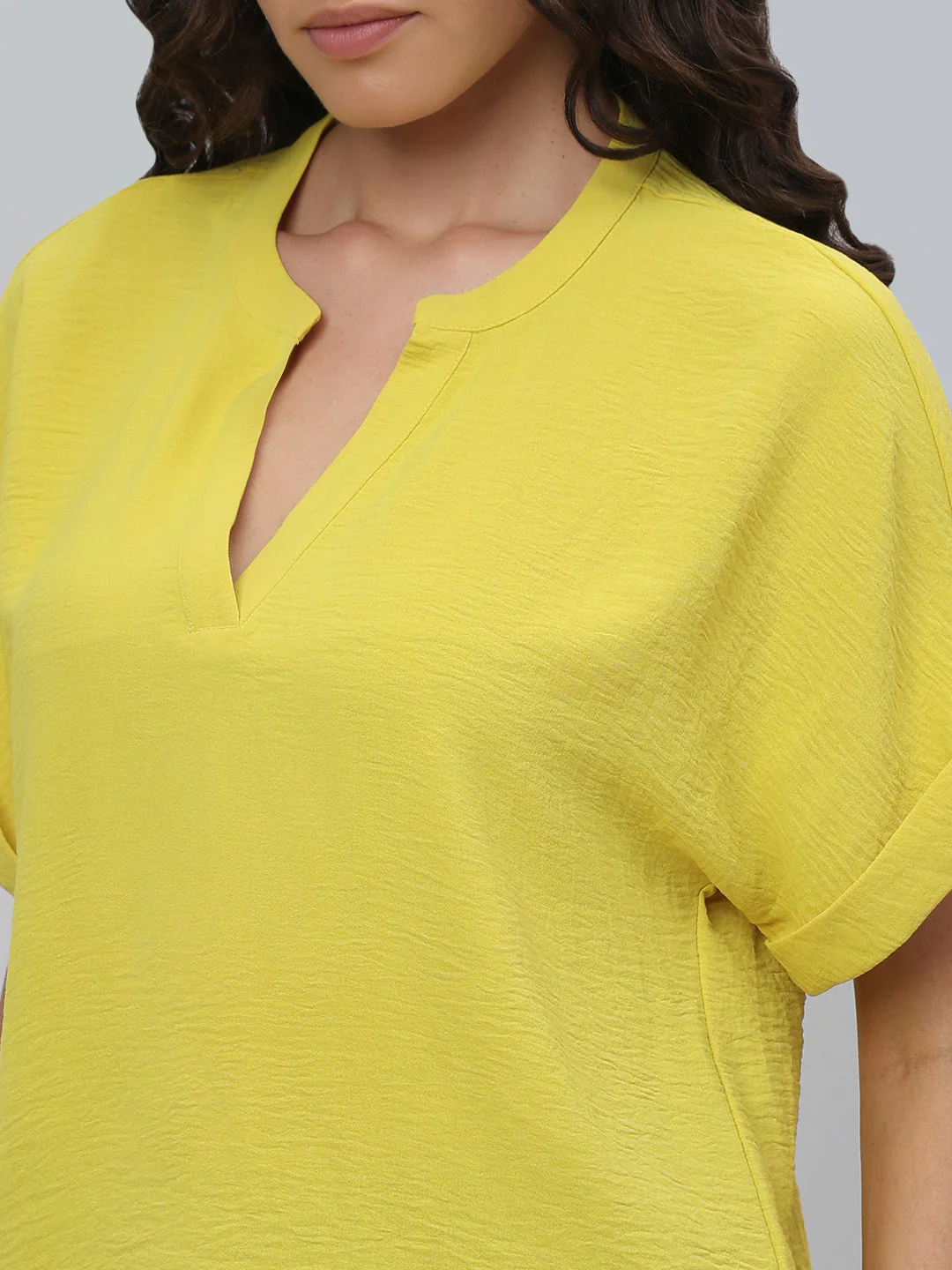 V-Neck Textured Top - Yellow - Image 8