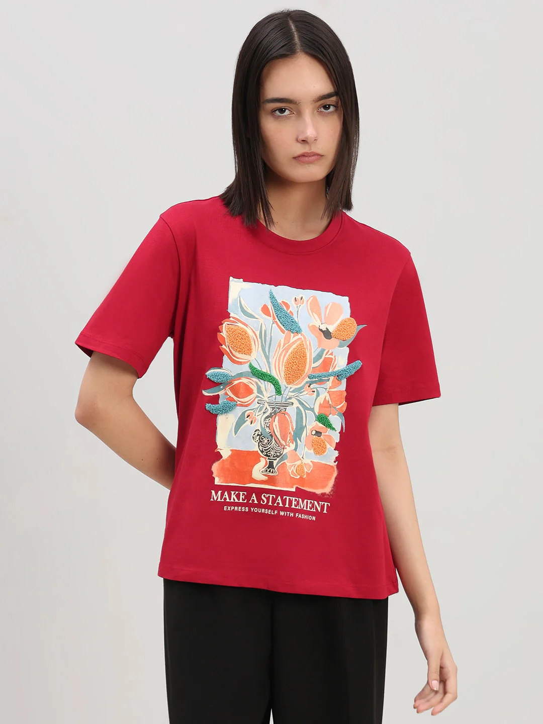 Red Printed Cotton T-shirt - Image 2