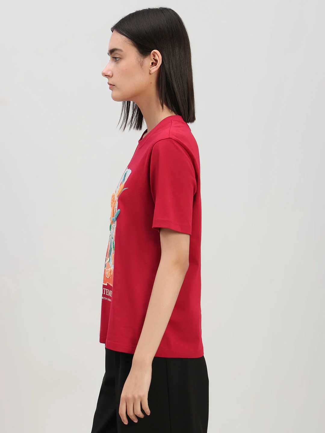Red Printed Cotton T-shirt - Image 3