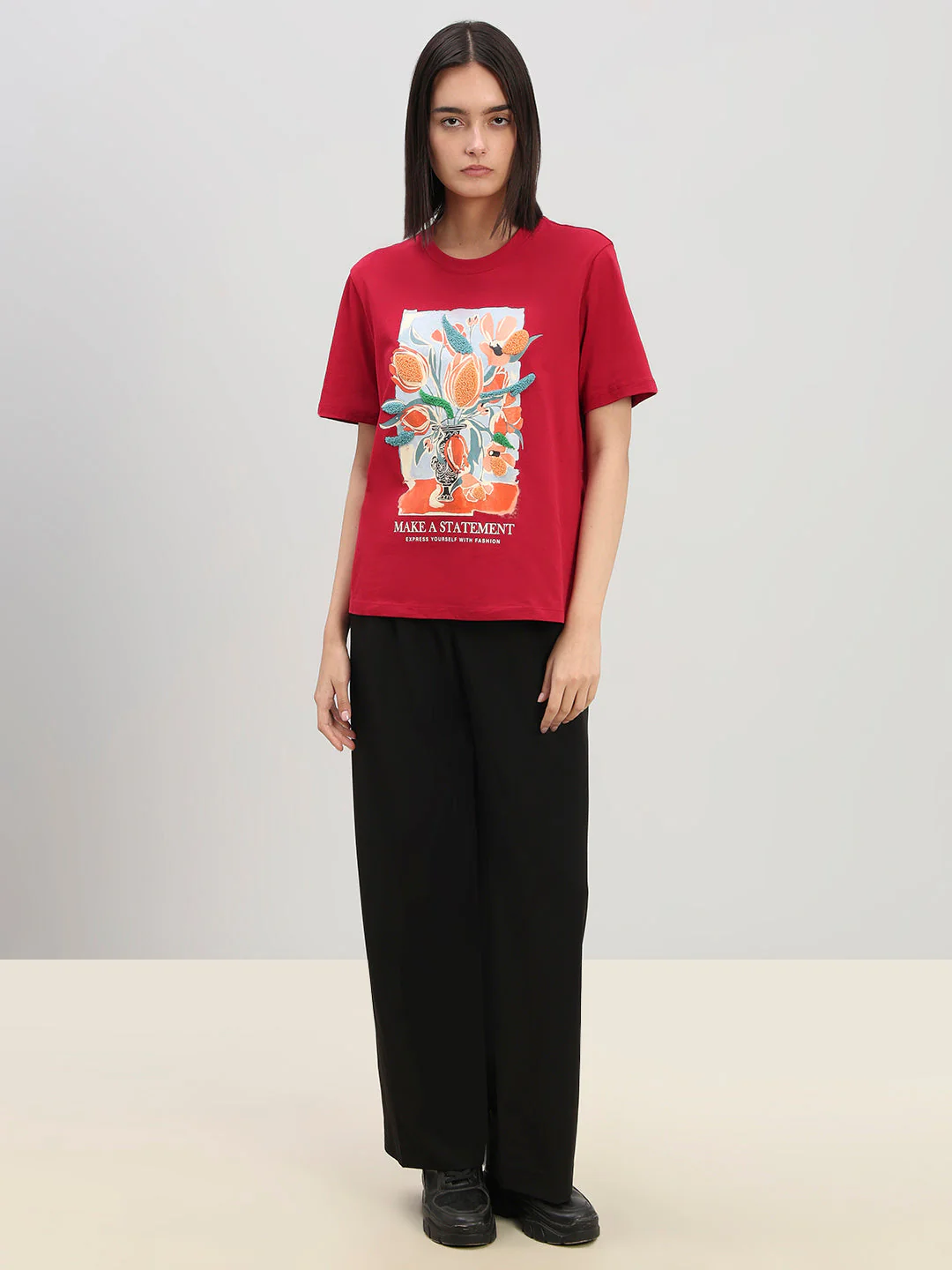 Red Printed Cotton T-shirt - Image 5
