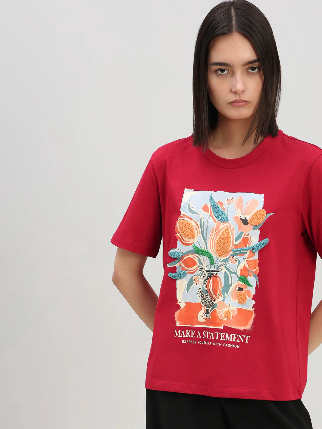 Red Printed Cotton T-shirt - Image 6