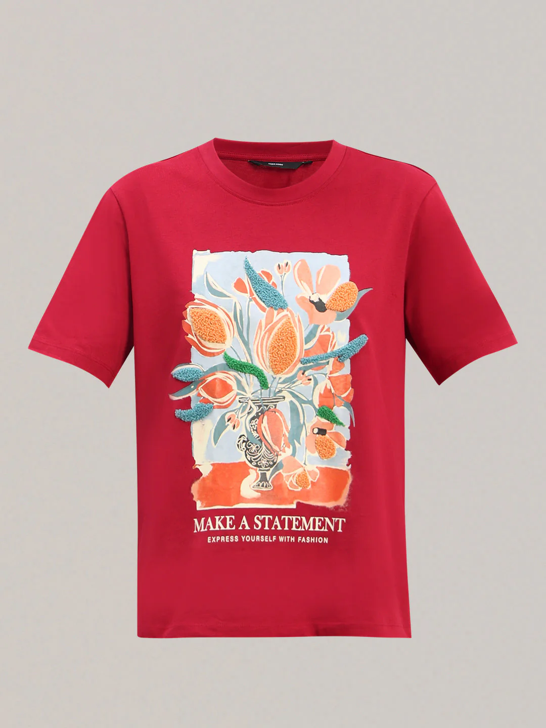 Red Printed Cotton T-shirt - Image 7