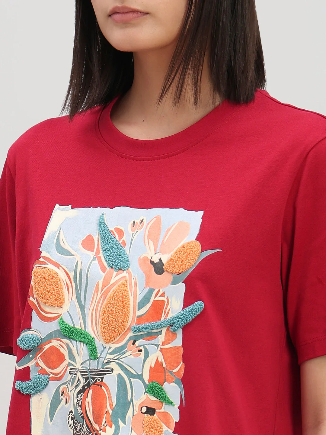Red Printed Cotton T-shirt - Image 8