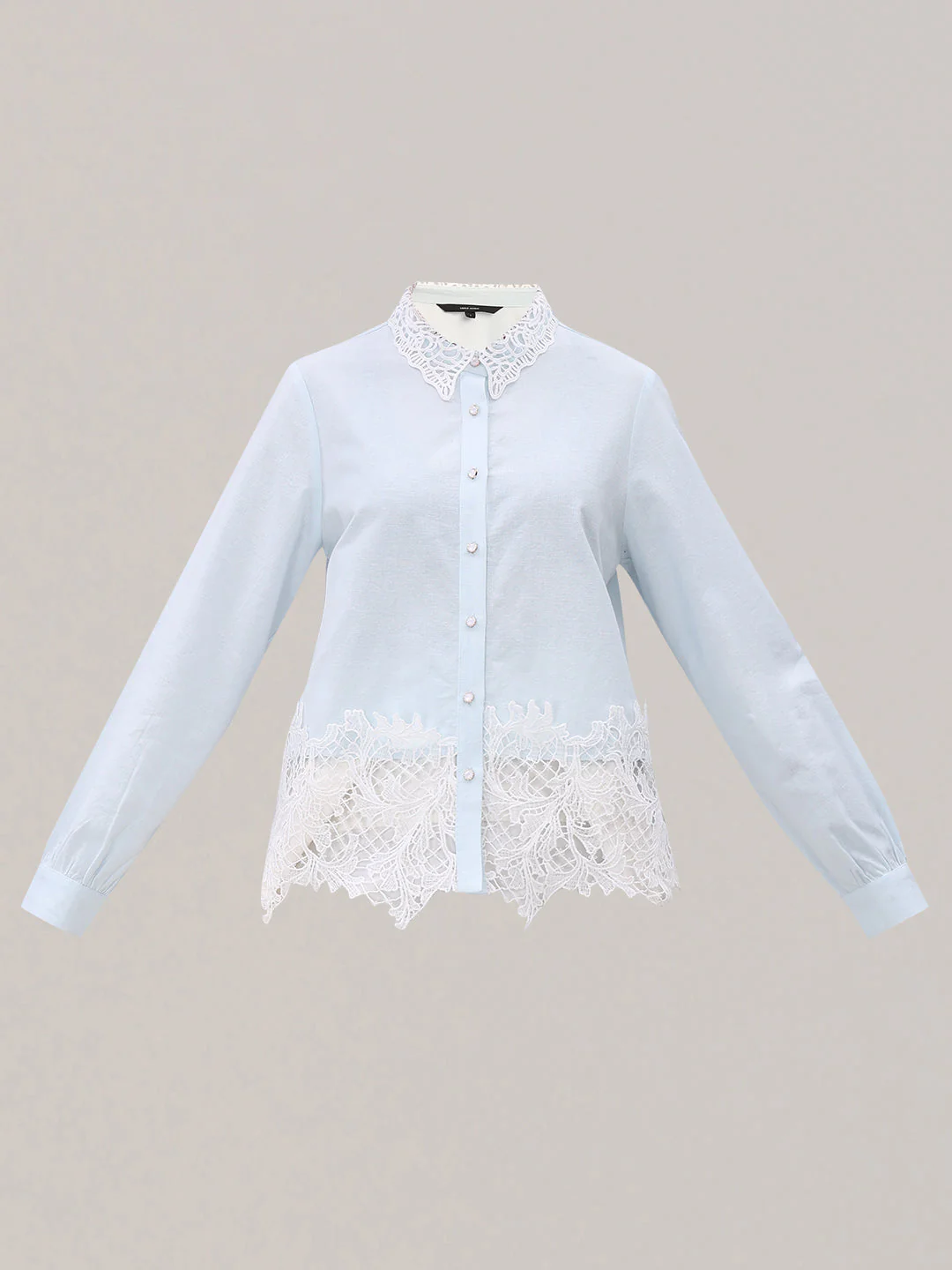 Light Blue Lace Detail Shirt - Image 7