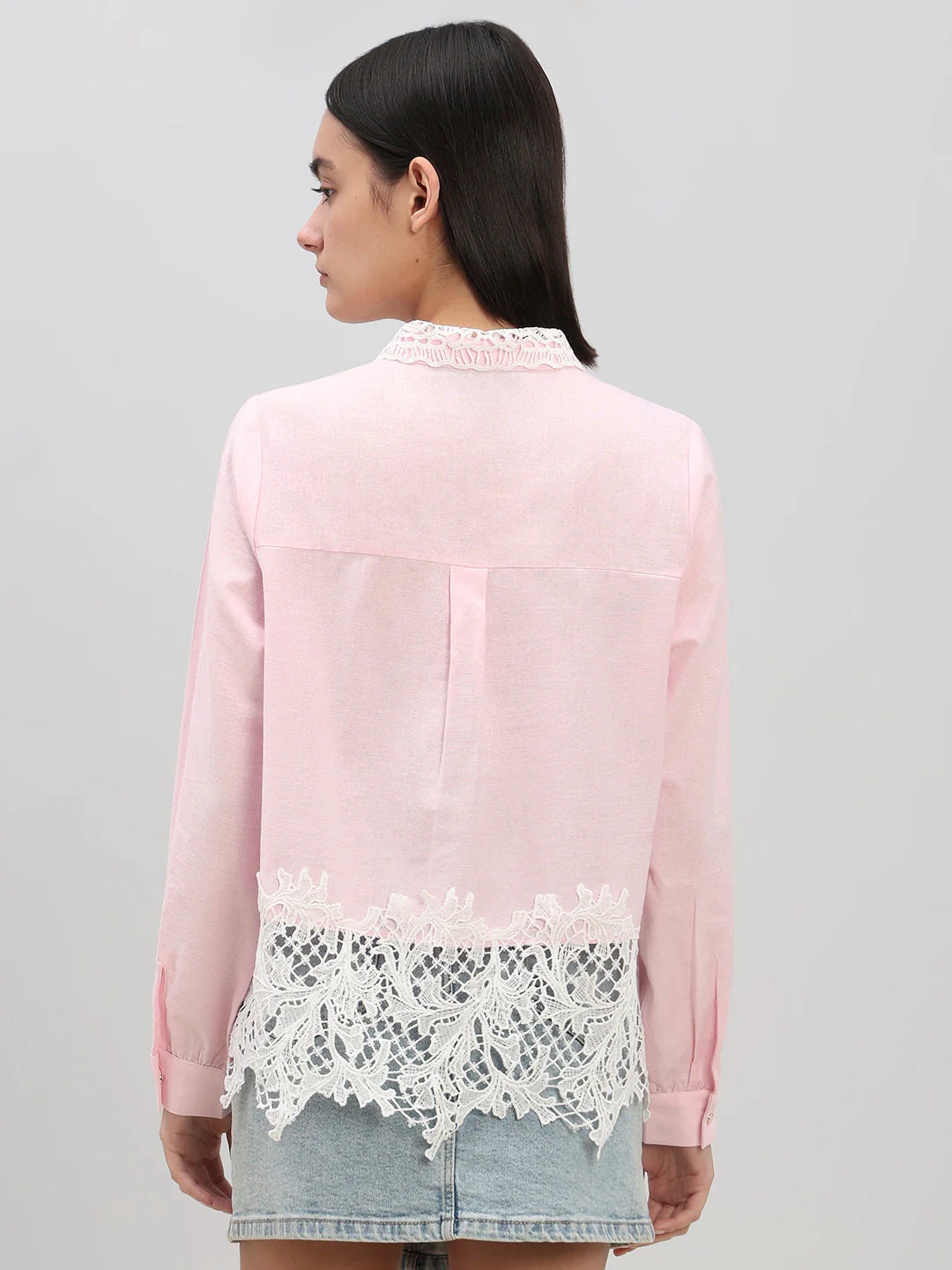 Pink Lace Detail Shirt - Image 4