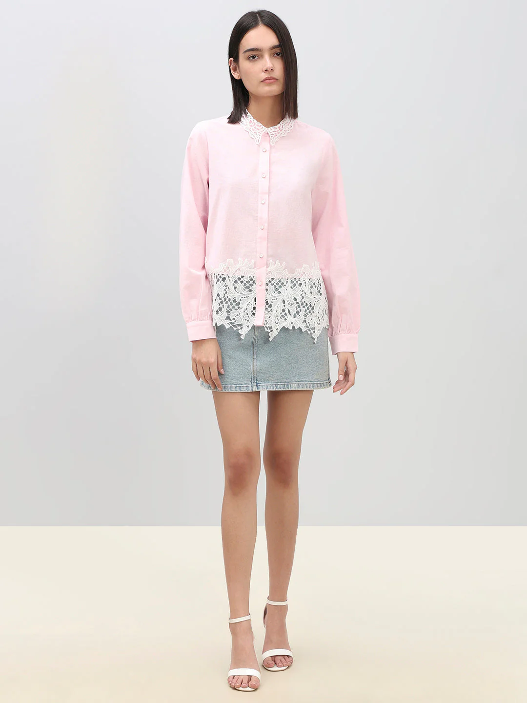 Pink Lace Detail Shirt - Image 5