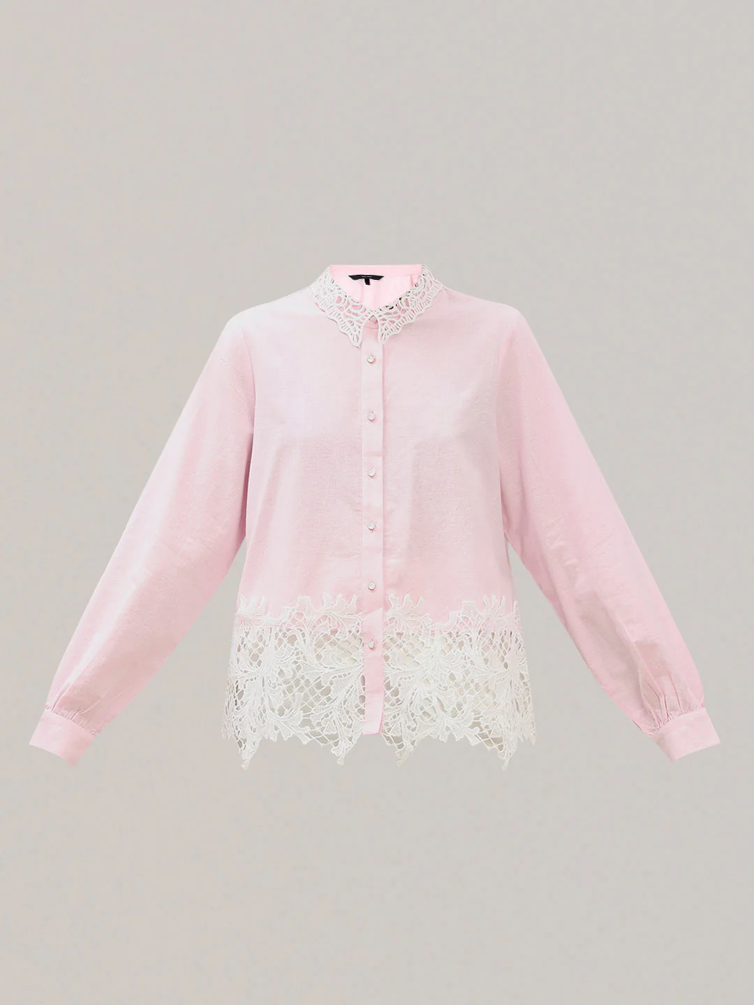 Pink Lace Detail Shirt - Image 7