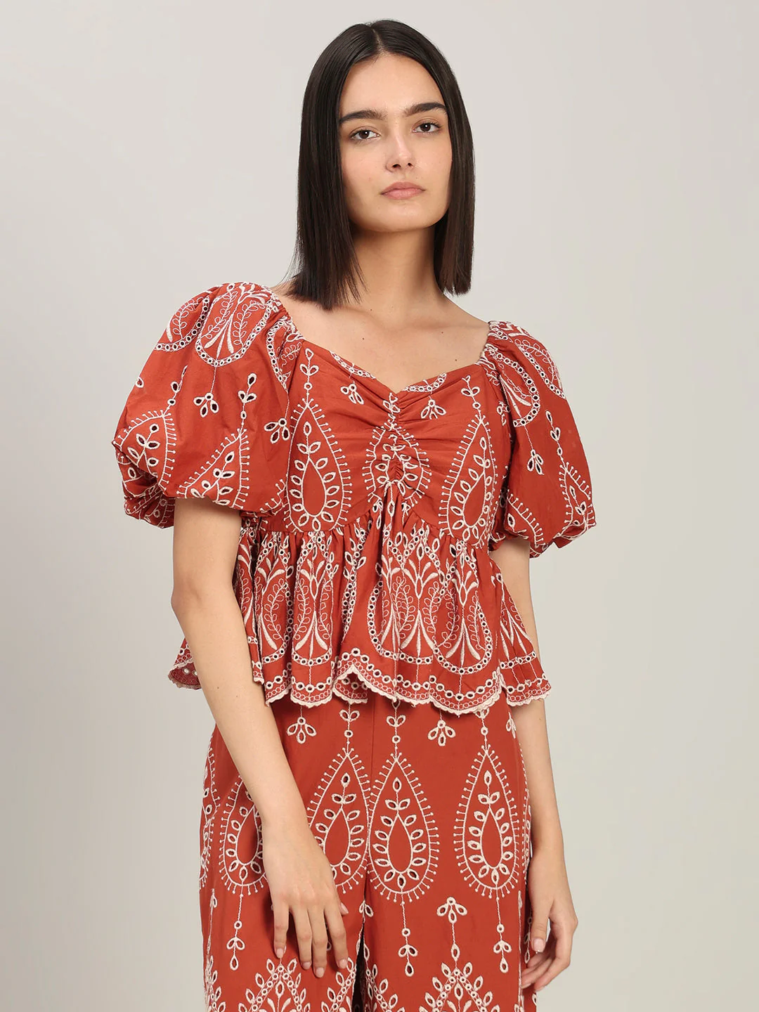 Rust Cotton Cropped Top - Image 2