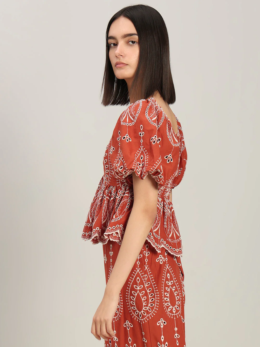 Rust Cotton Cropped Top - Image 3
