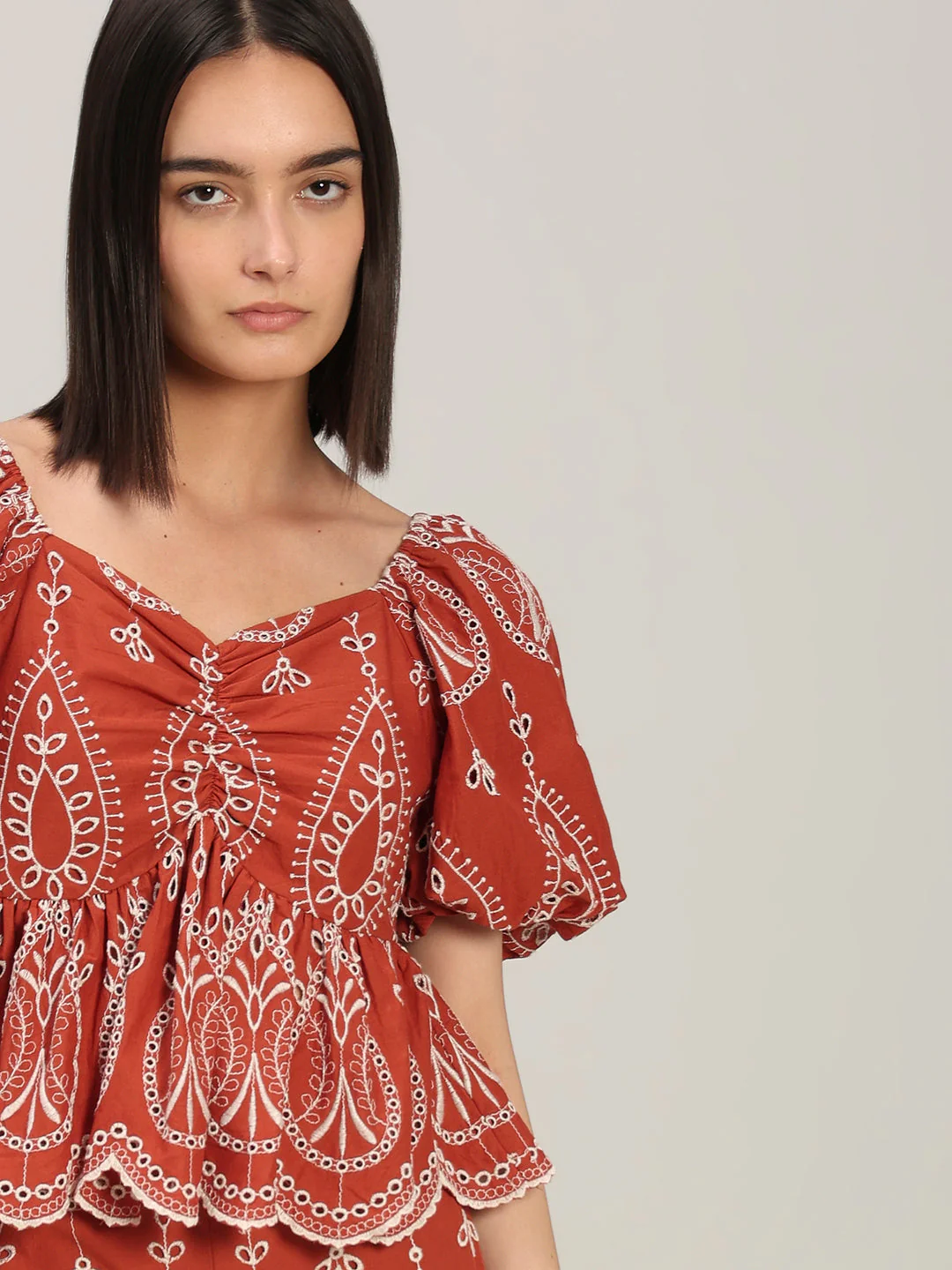 Rust Cotton Cropped Top - Image 6