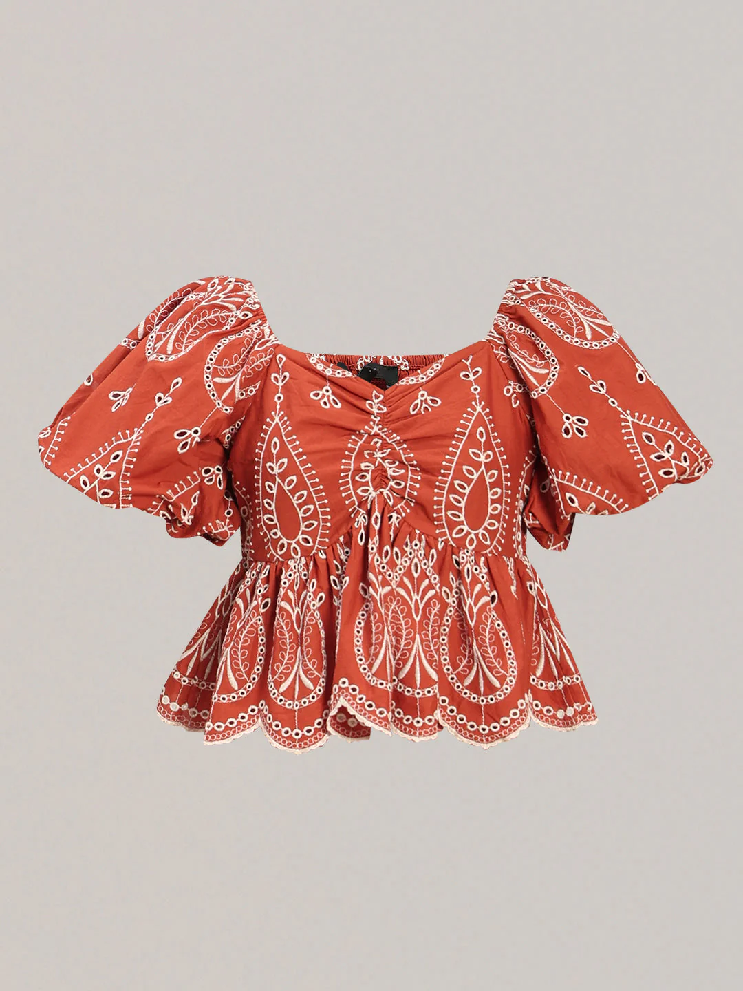 Rust Cotton Cropped Top - Image 7