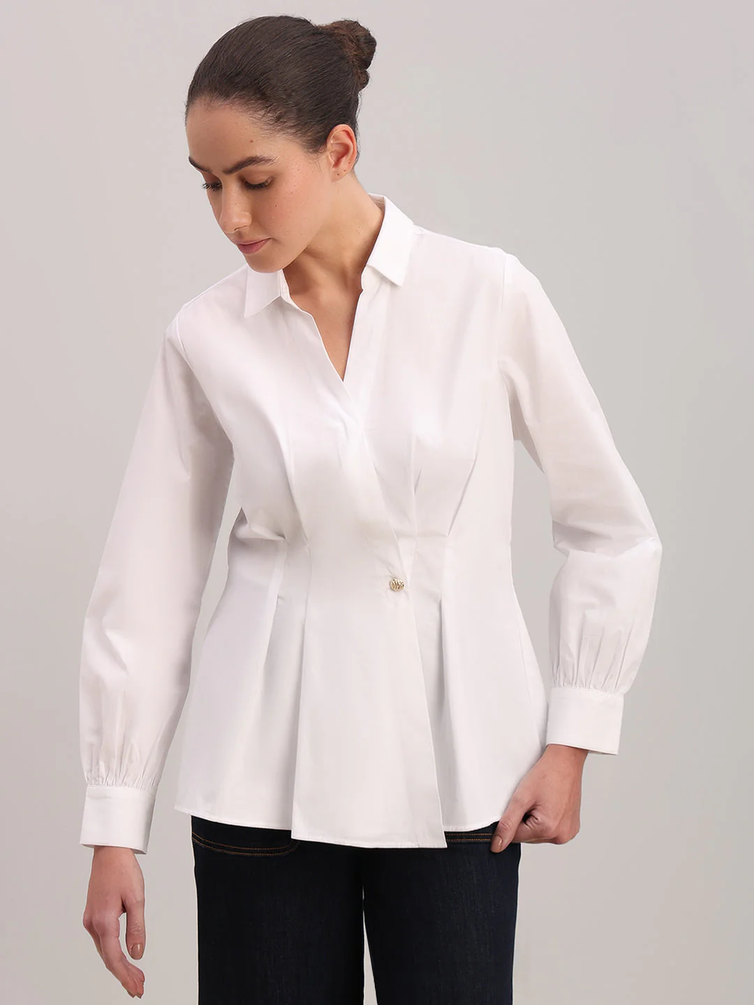 White Tailored Wrap Shirt - Image 2