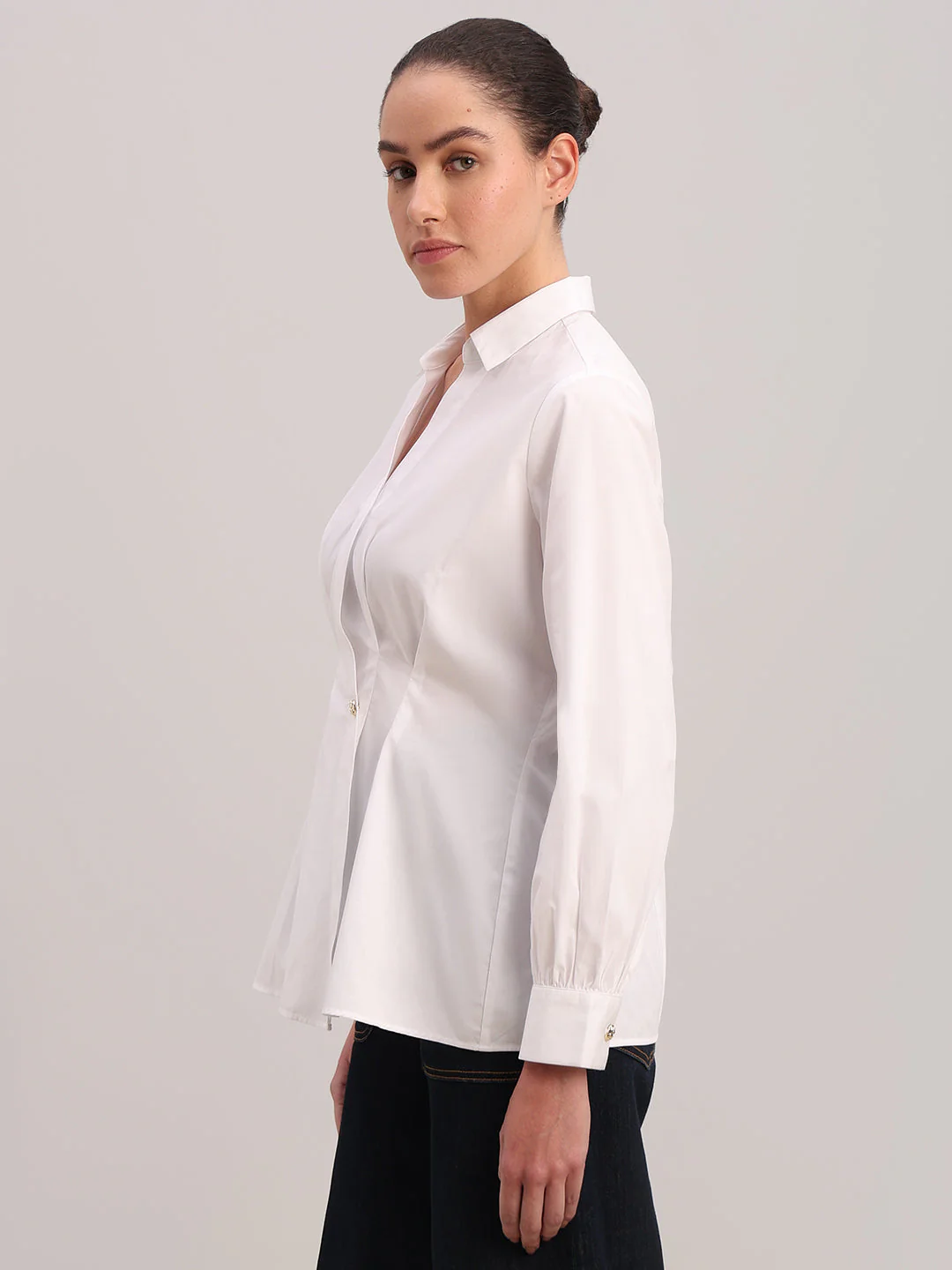 White Tailored Wrap Shirt - Image 3