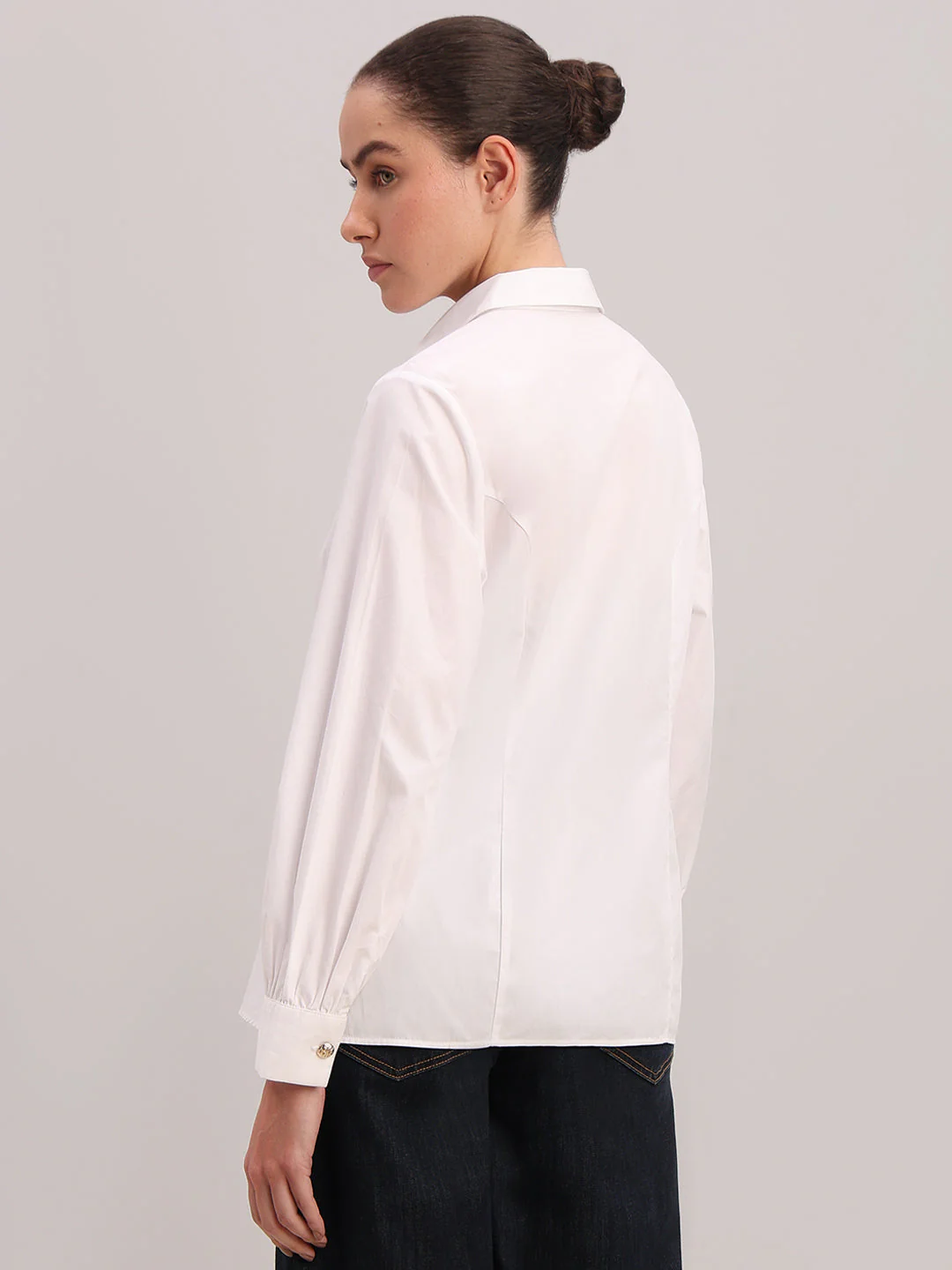 White Tailored Wrap Shirt - Image 4