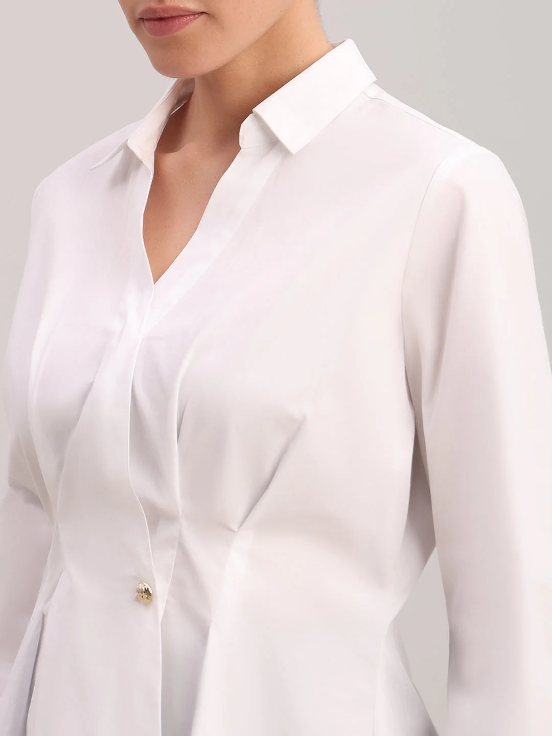 White Tailored Wrap Shirt - Image 8