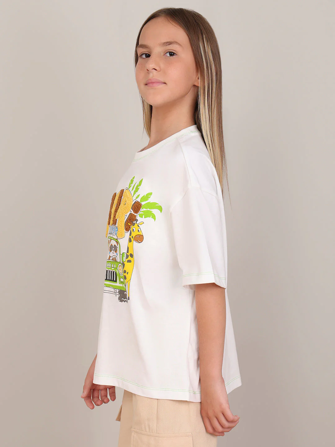 GIRL White Printed Cotton T-shirt - Image 3